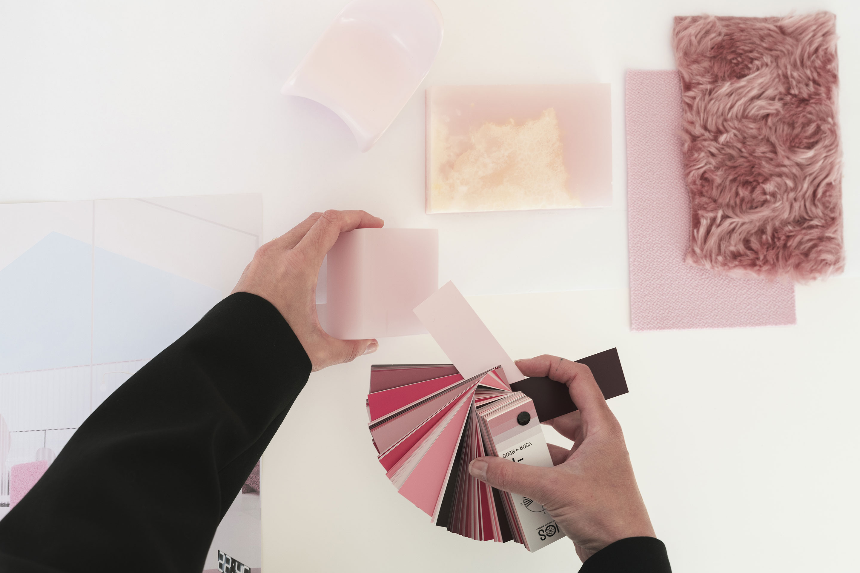 Die aufeinander abgestimmte Nuancen in Rosa.