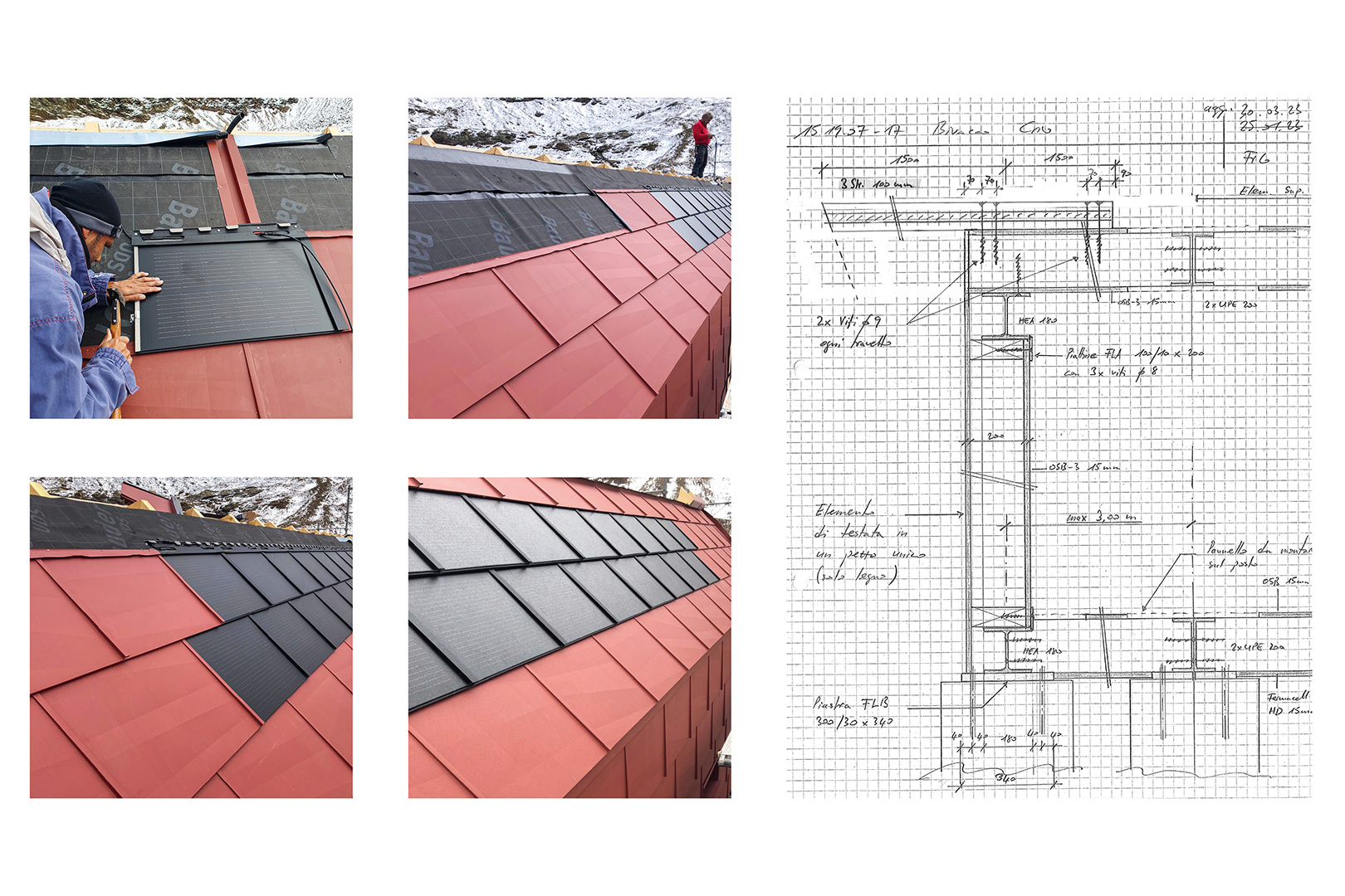 Bivacco Piano della Parete, Via alta Crio. Montaggio, dettaglio della struttura