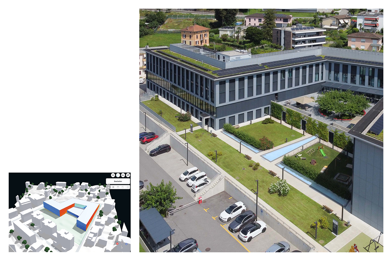 Centro Polis, Pregassona. Simulazione dell'irraggiamento diretto