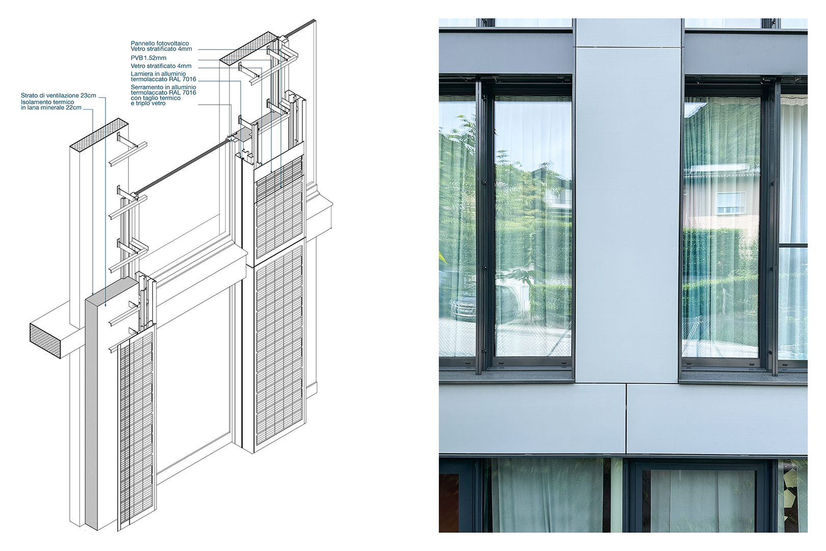 Centro Polis, Pregassona. Spaccato assonometrico