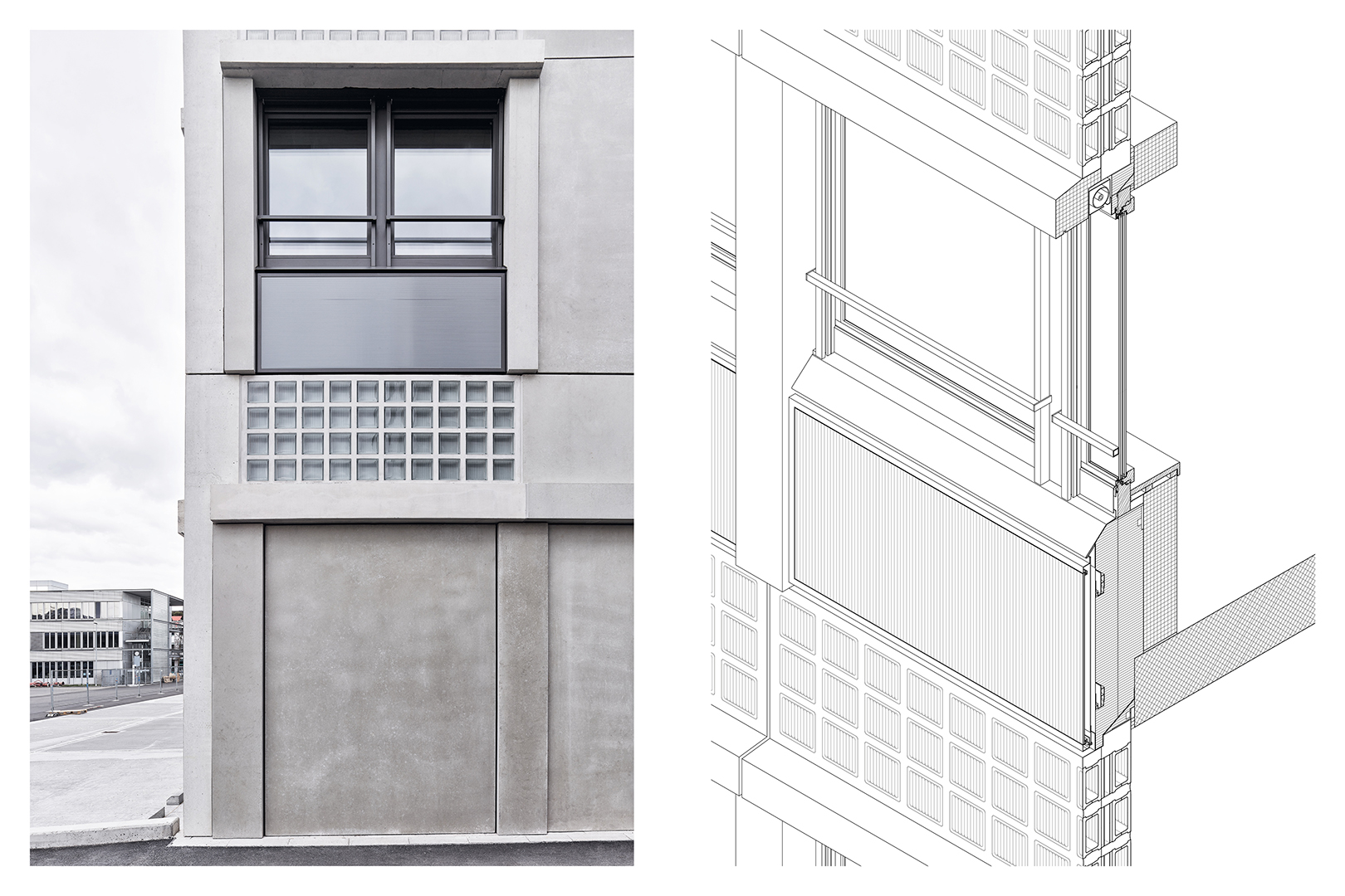 Uffici e Data Center Wasserwerke Zugo, spaccato assonometrico