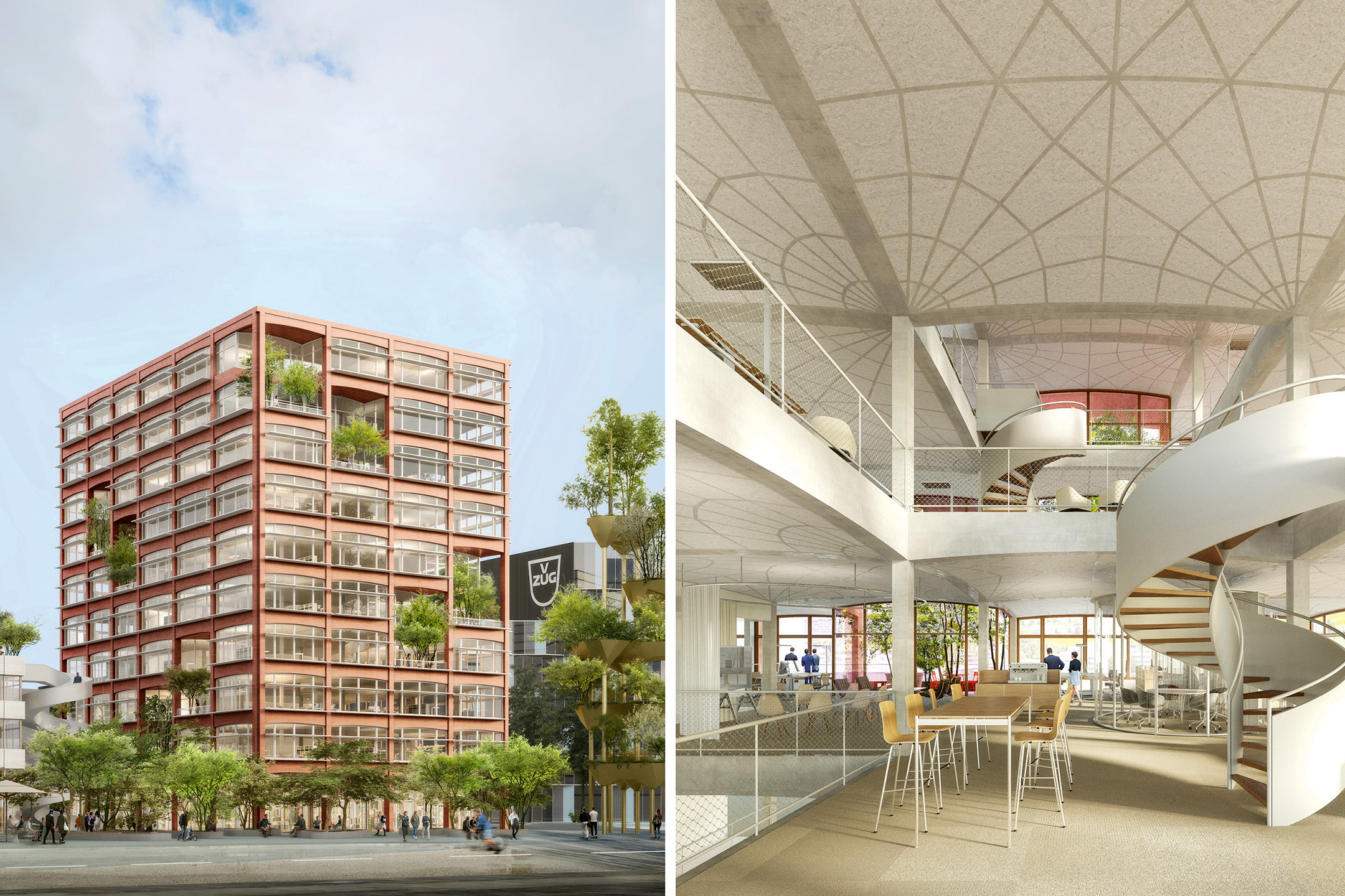 CreaTower I. Prospetto esterno e vista interna.