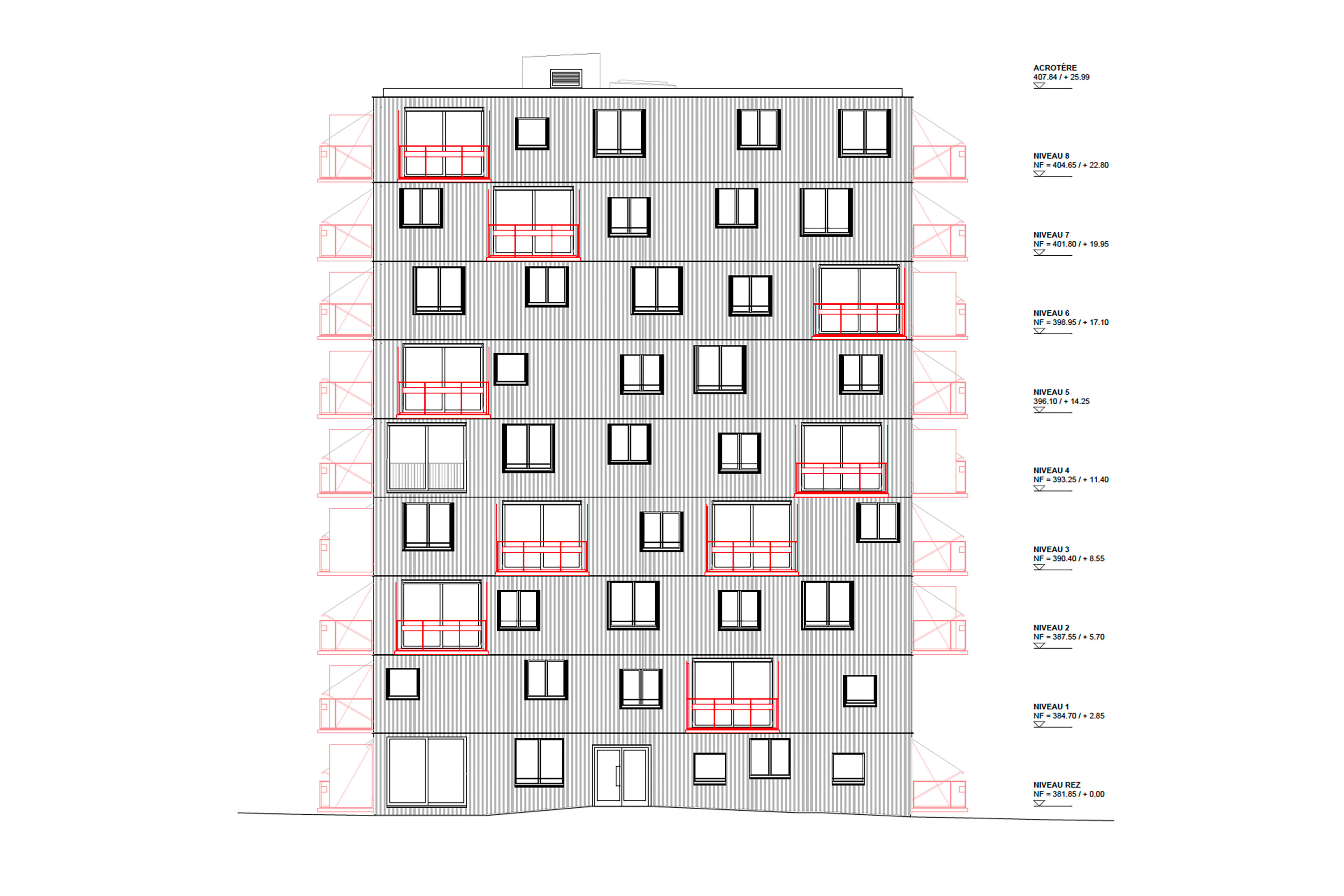 Siedlung Auréa, La Fontenette, Carouge - Gebäude F, Ansicht Nord-Ost