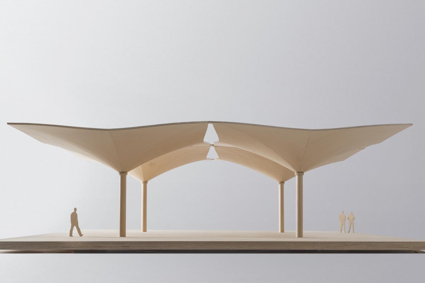 Gusci a forma di ombrello la cui geometria si basa su una linea di supporto a simmetria rotazionale.