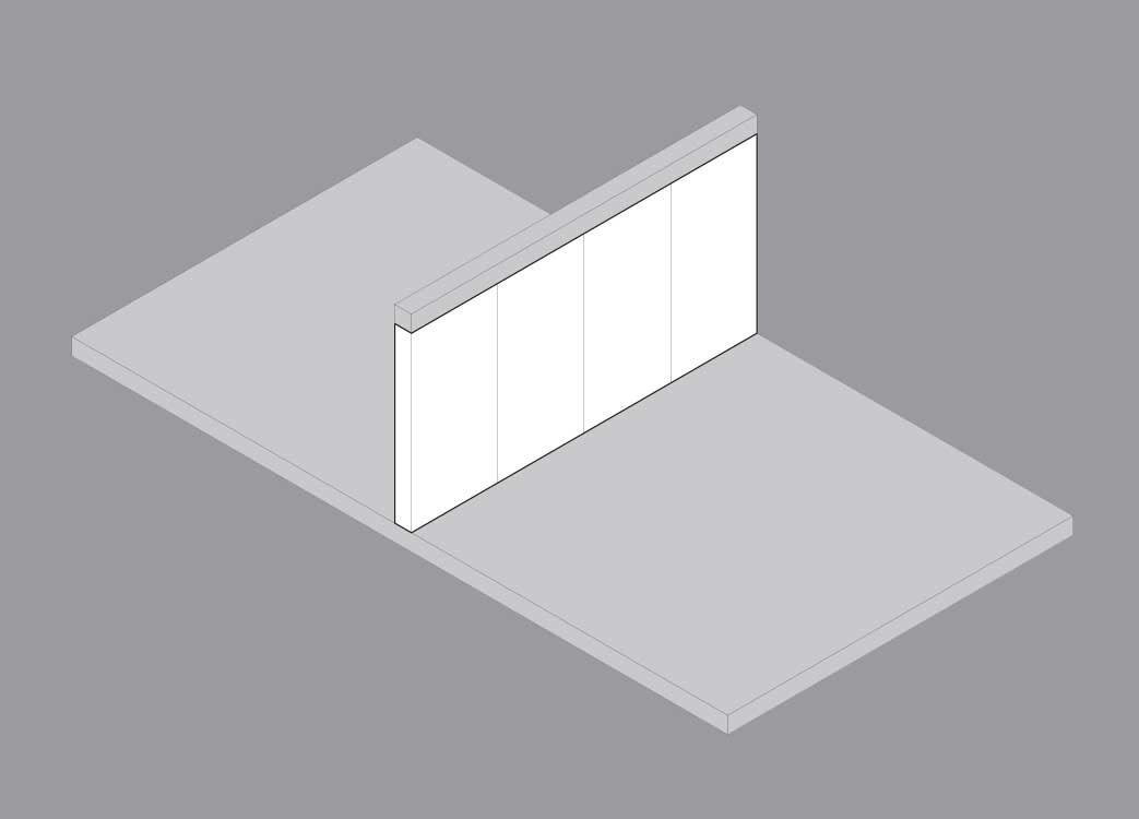 Solution dalle précontrainte pour pierre naturelle ou béton de réemploi: assemblage des unités verticales en mur porteur
