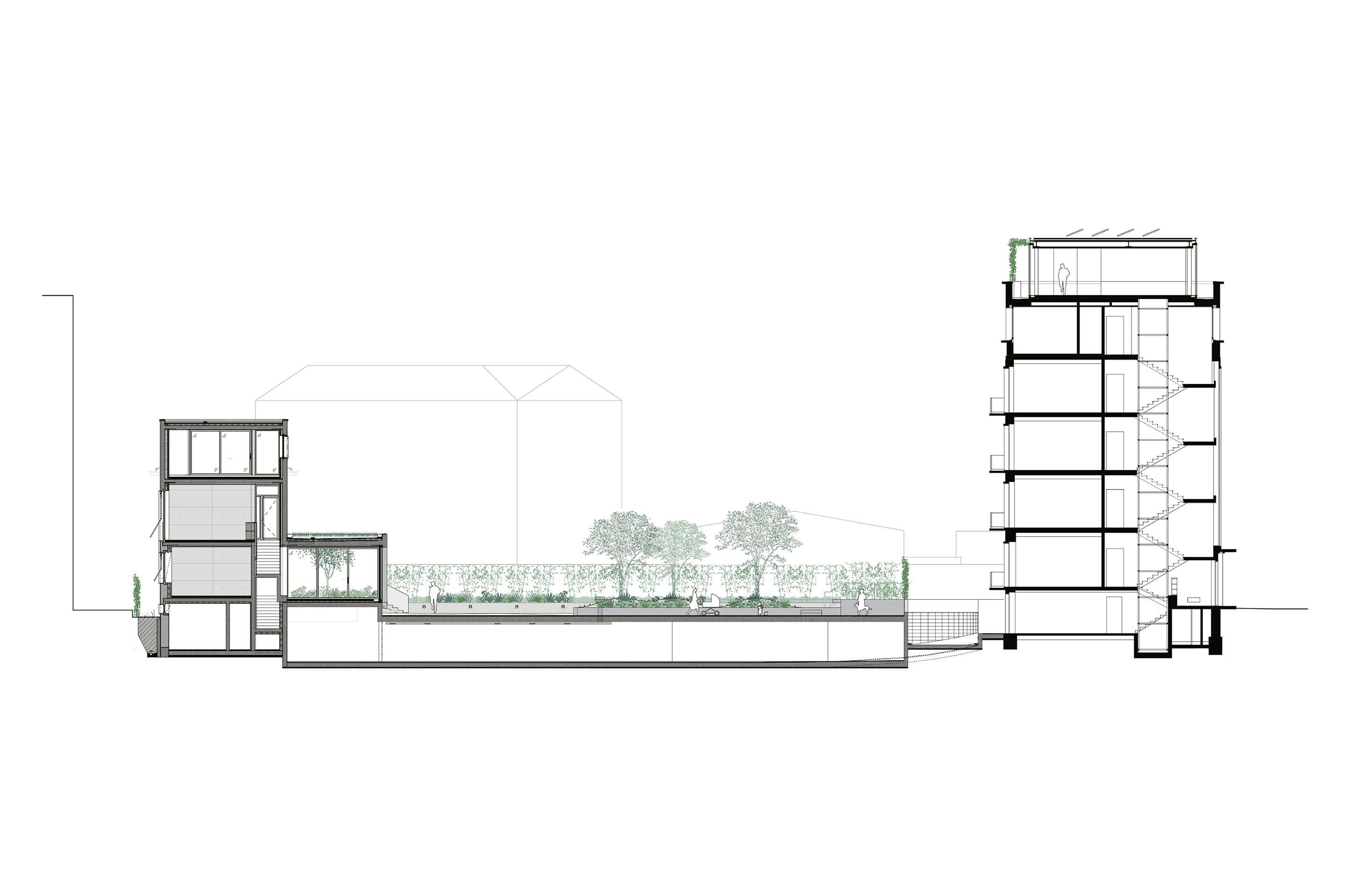 Sezione longitudinale via Volta, Lugano