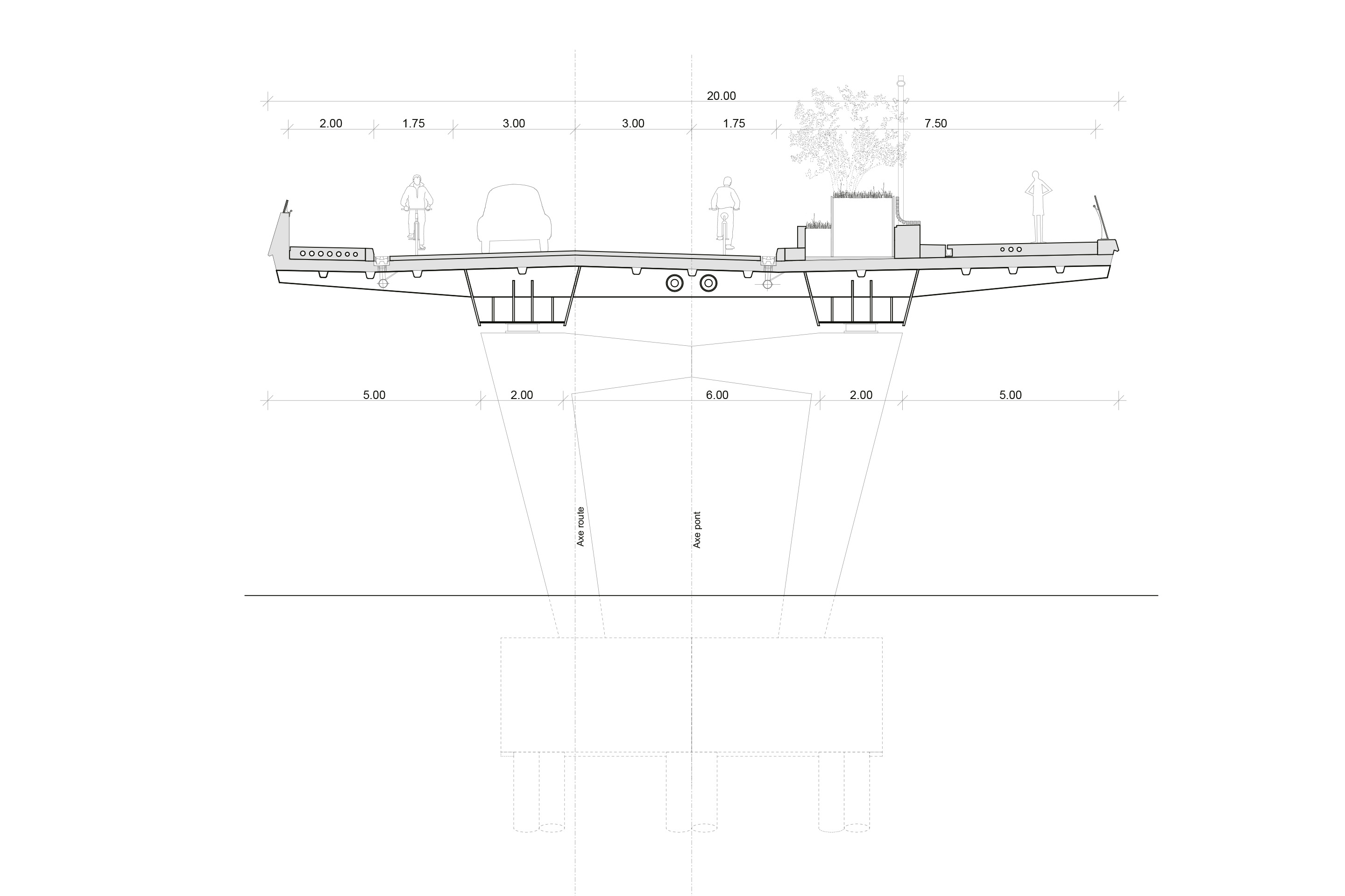 Coupe transversale sur appui