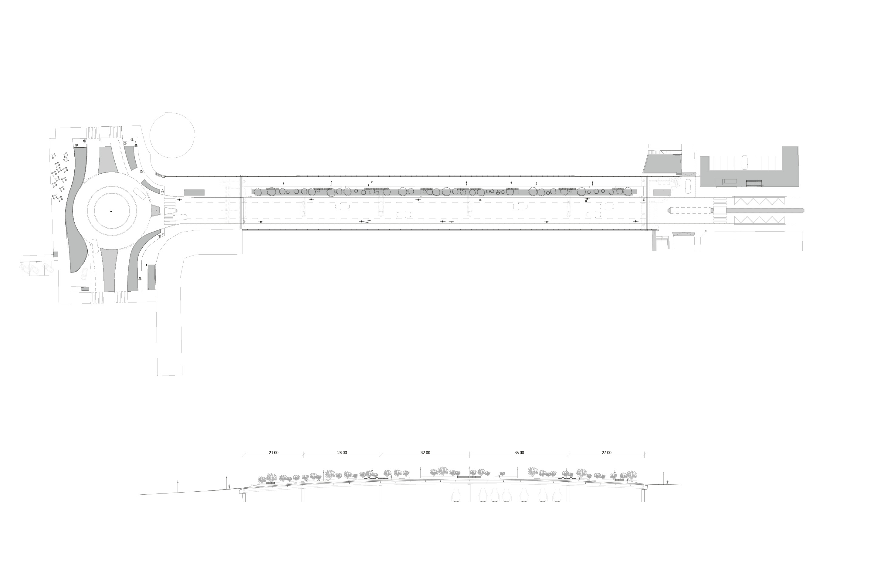 Plan et coupe longitudinale