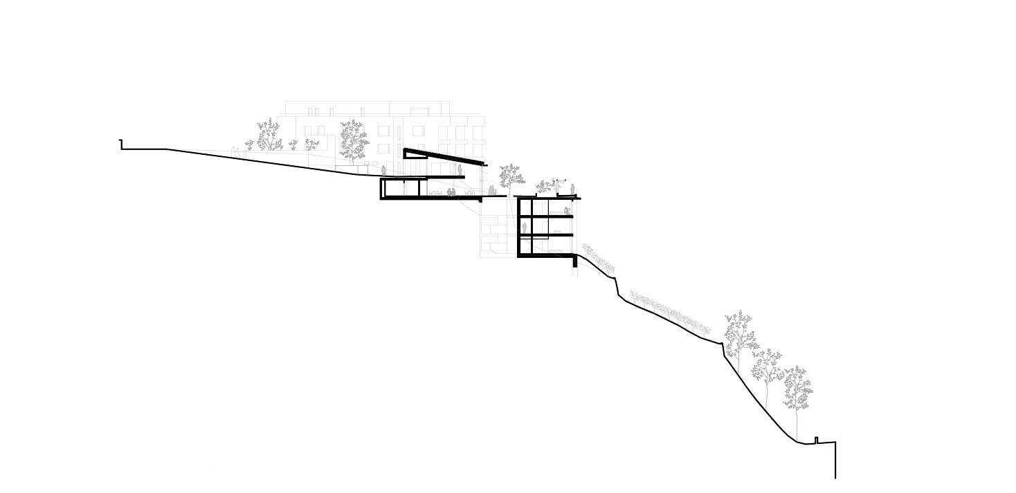 Coupe sur le pavillon d’entrée