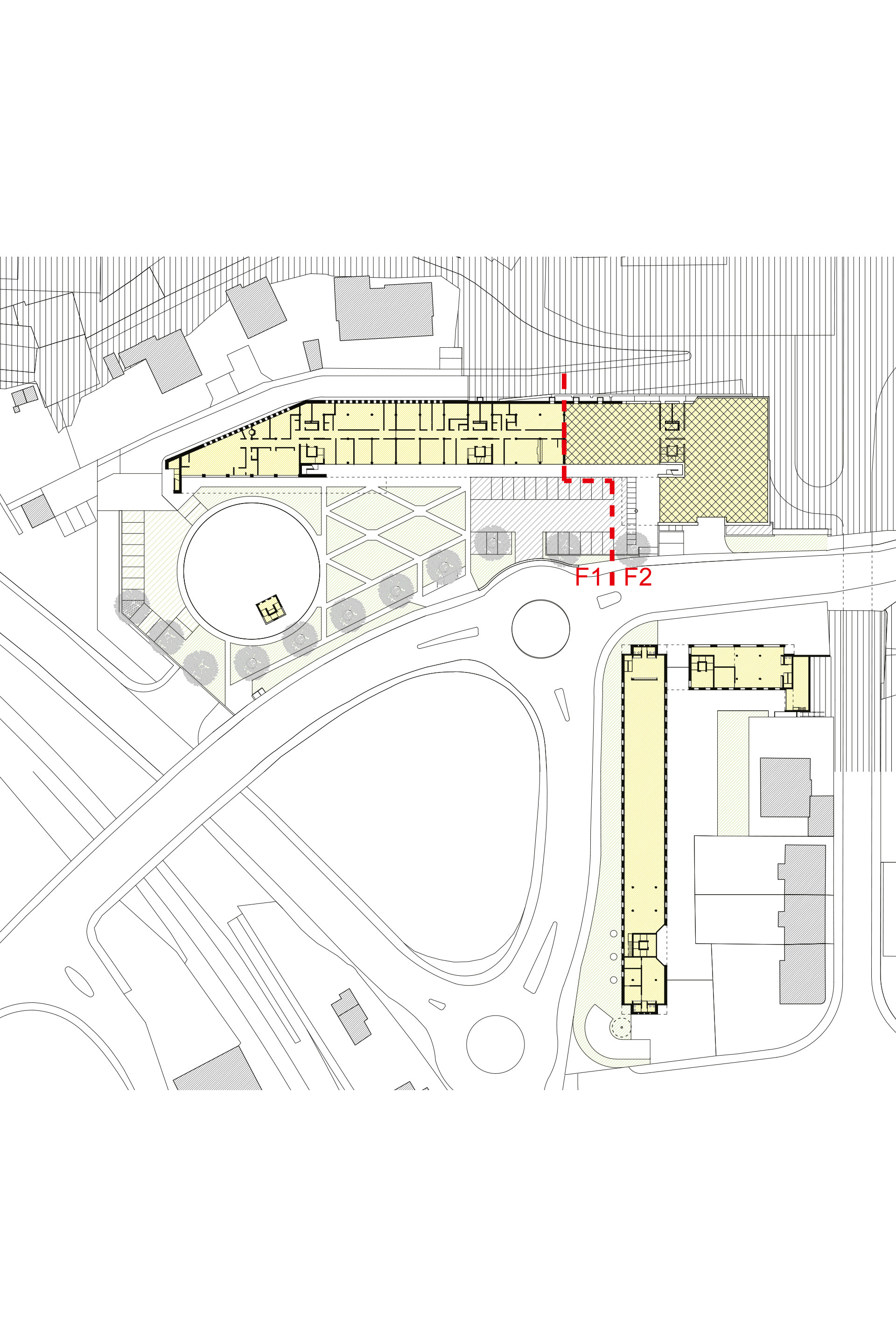 Planimetria generale con le Fasi 1 e 2 e stabile privato situato dalla parte opposta di via Zorzi