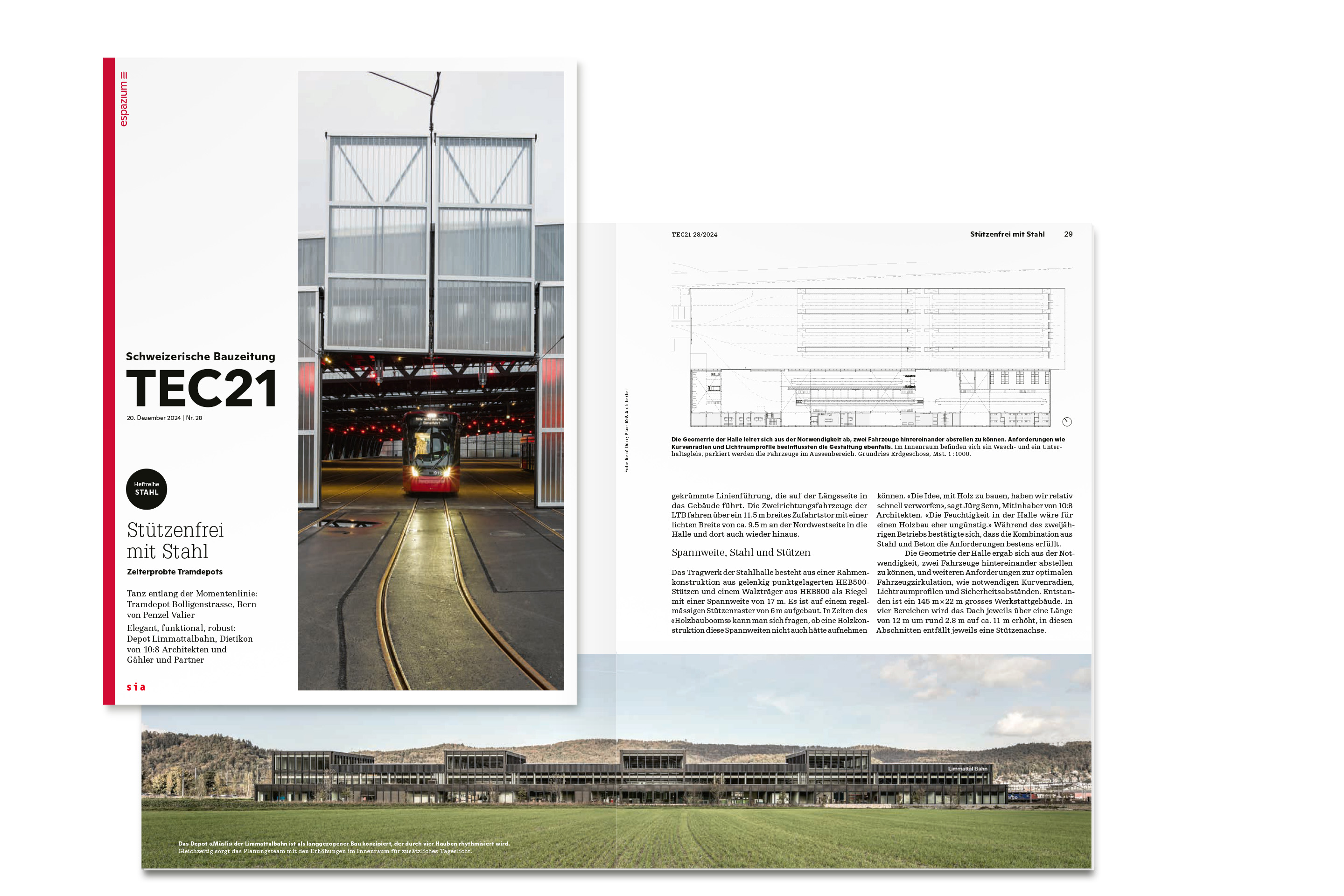 Stützenfrei mit Stahl: Zeiterprobte Tramdepots TEC21