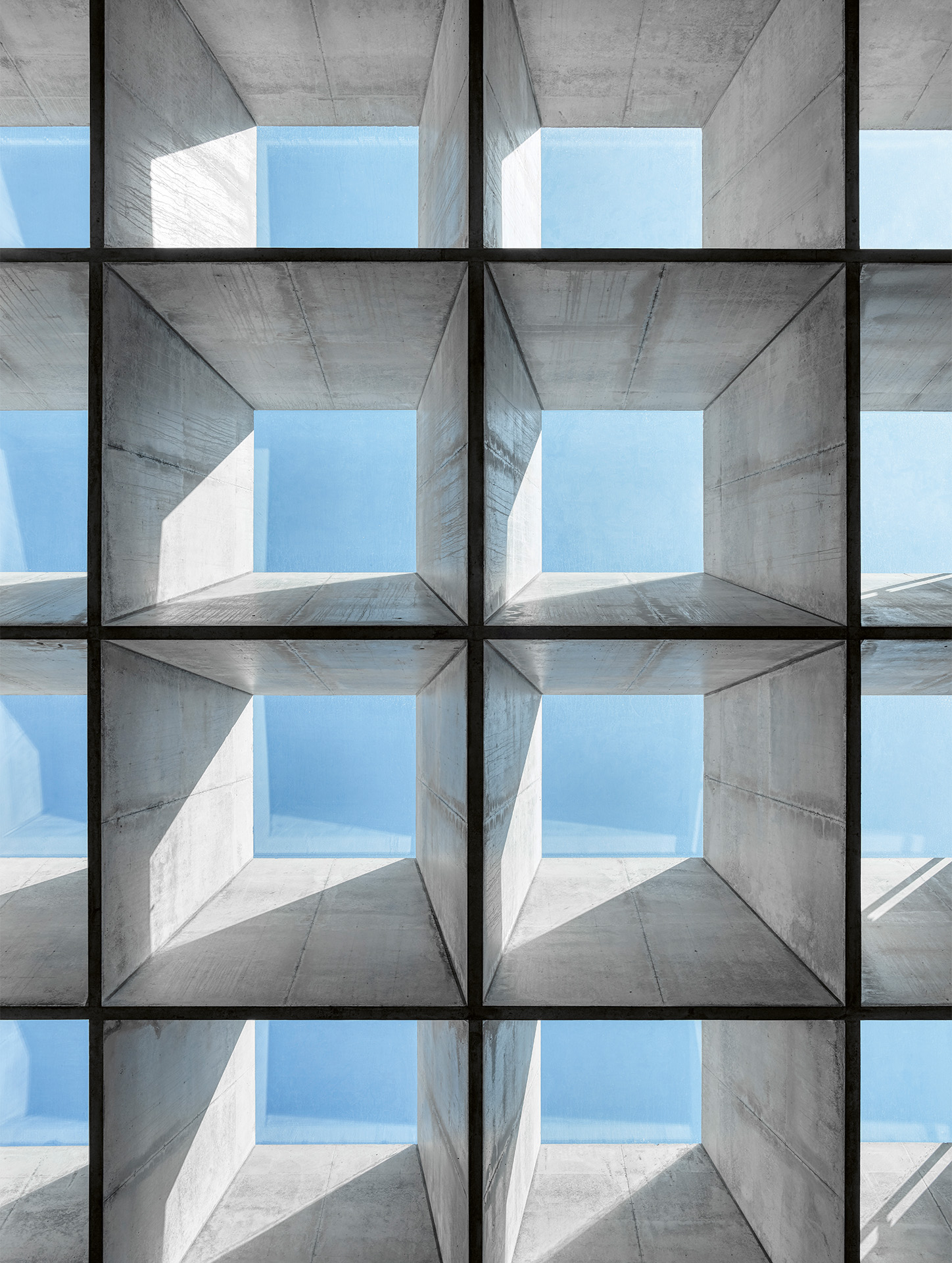 View of the coffered ceiling and structural plan of the roof