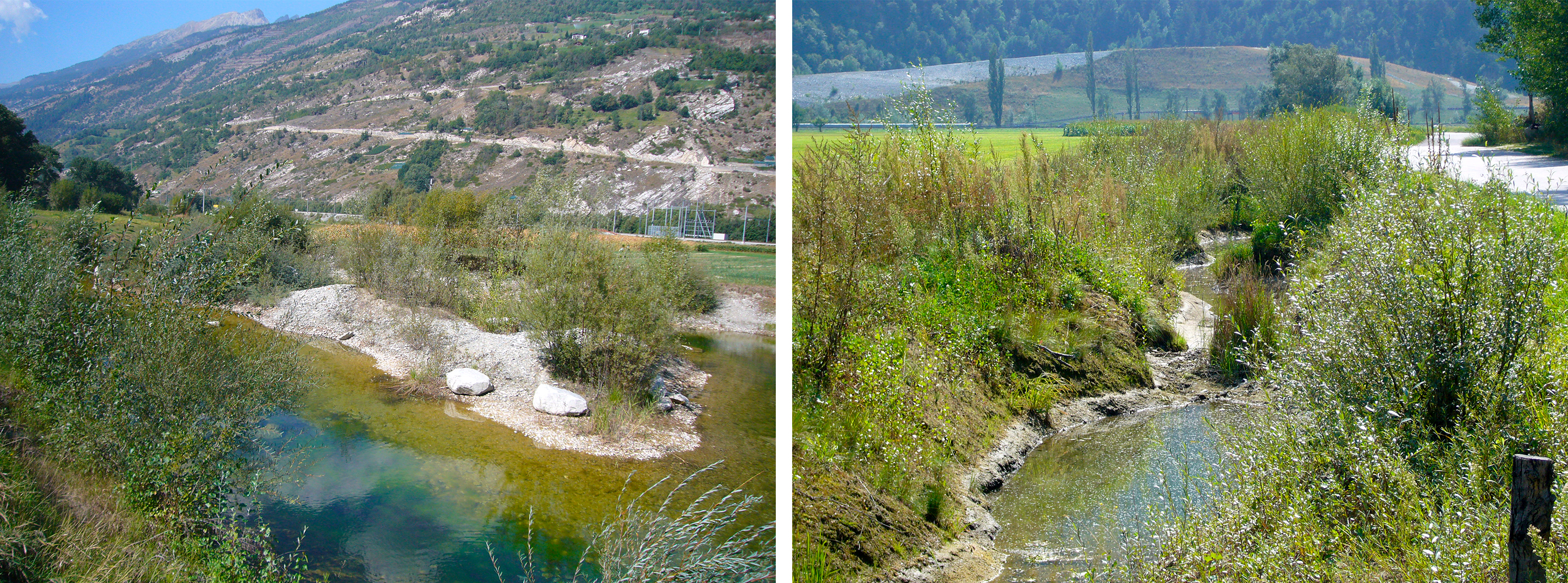 Autre projet: Amélioration foncière intégrale – Viège-Baltschieder-Raron  . Mesures compensatoires à l’intérieur du périmètre, avant et après / © Office des améliorations structurelles à Viège