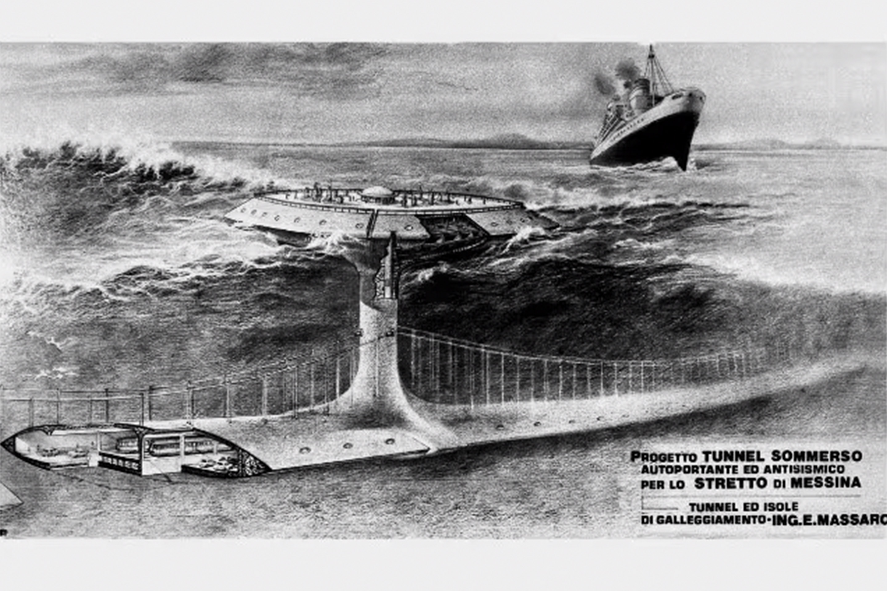 Pont - tunnel flottant de l'ingénieur Emanuele Massaro, 1969