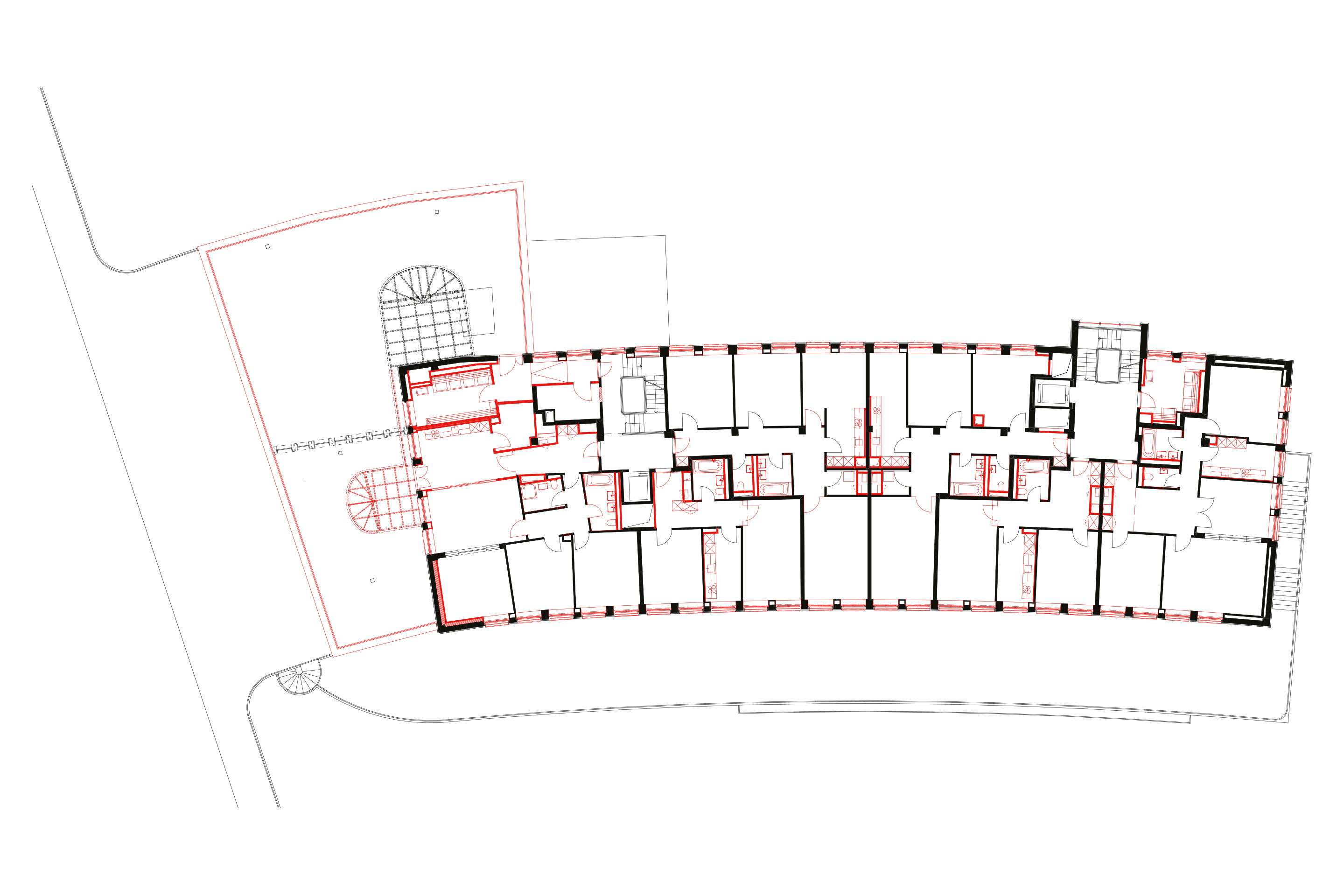 Grundriss Wohnungsebene des Hallenbads Rialto