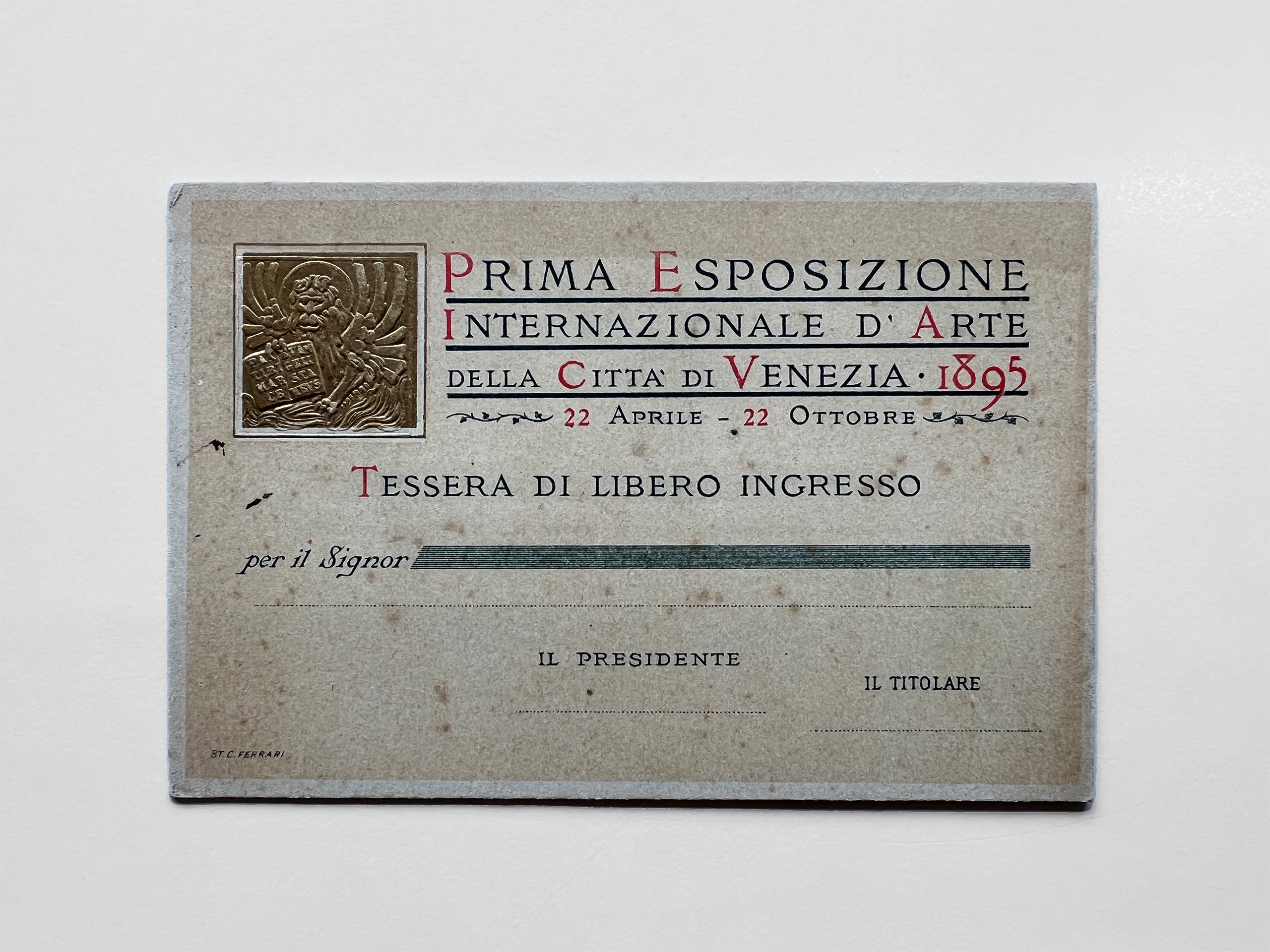 Original einer kostenlosen Eintrittskarte zur ersten Biennale 1985.