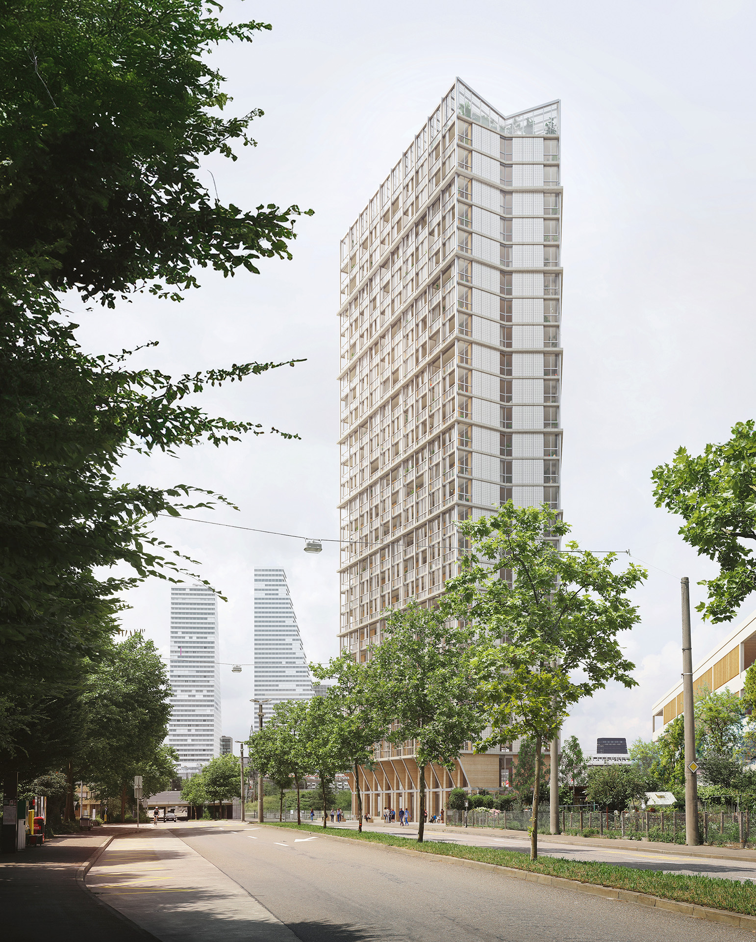 Visualisierung Dazwischen Wohnhochhaus Rank Basel