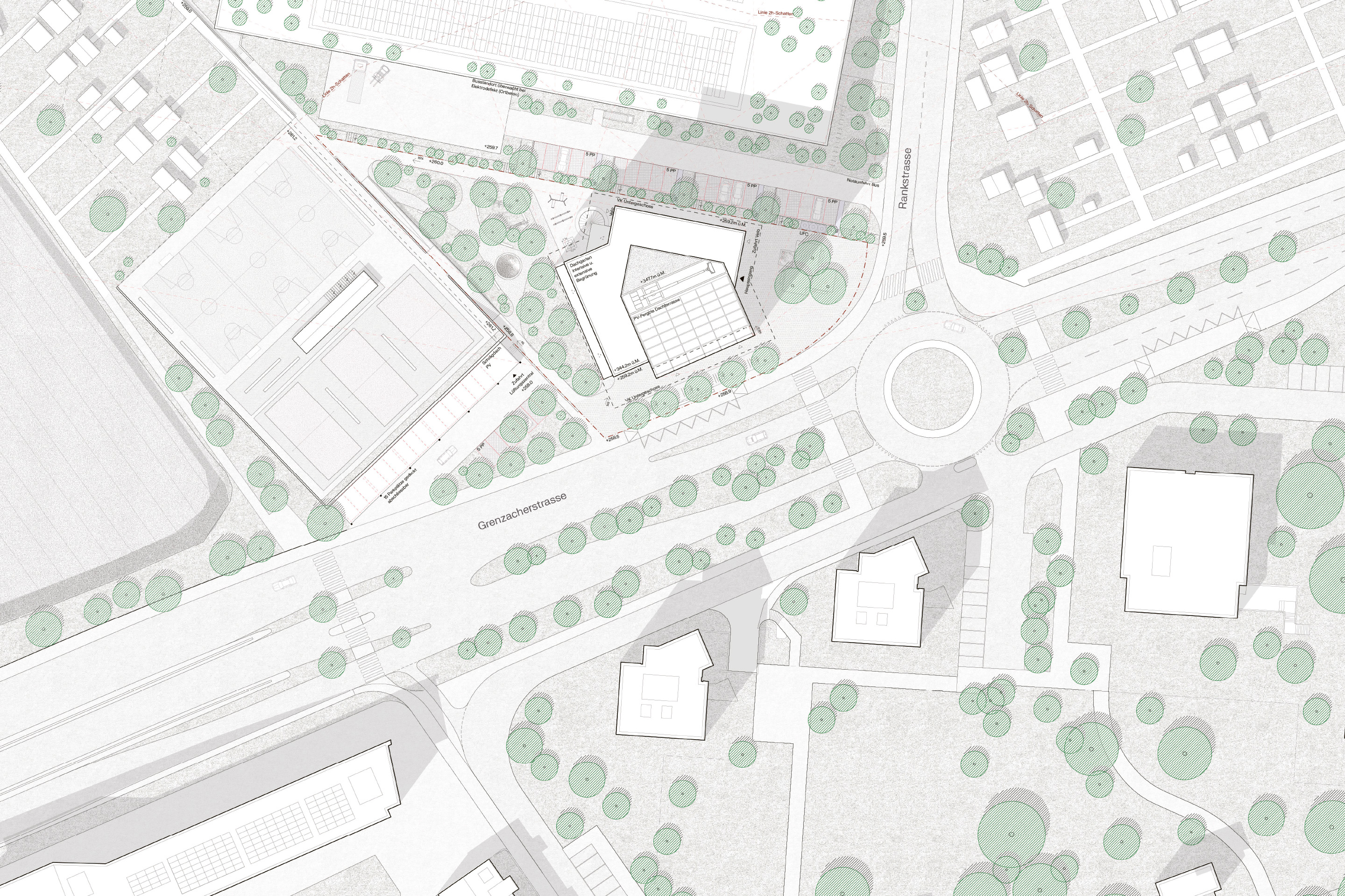 Situationsplan Mirande Wohnhochhaus Rank Basel