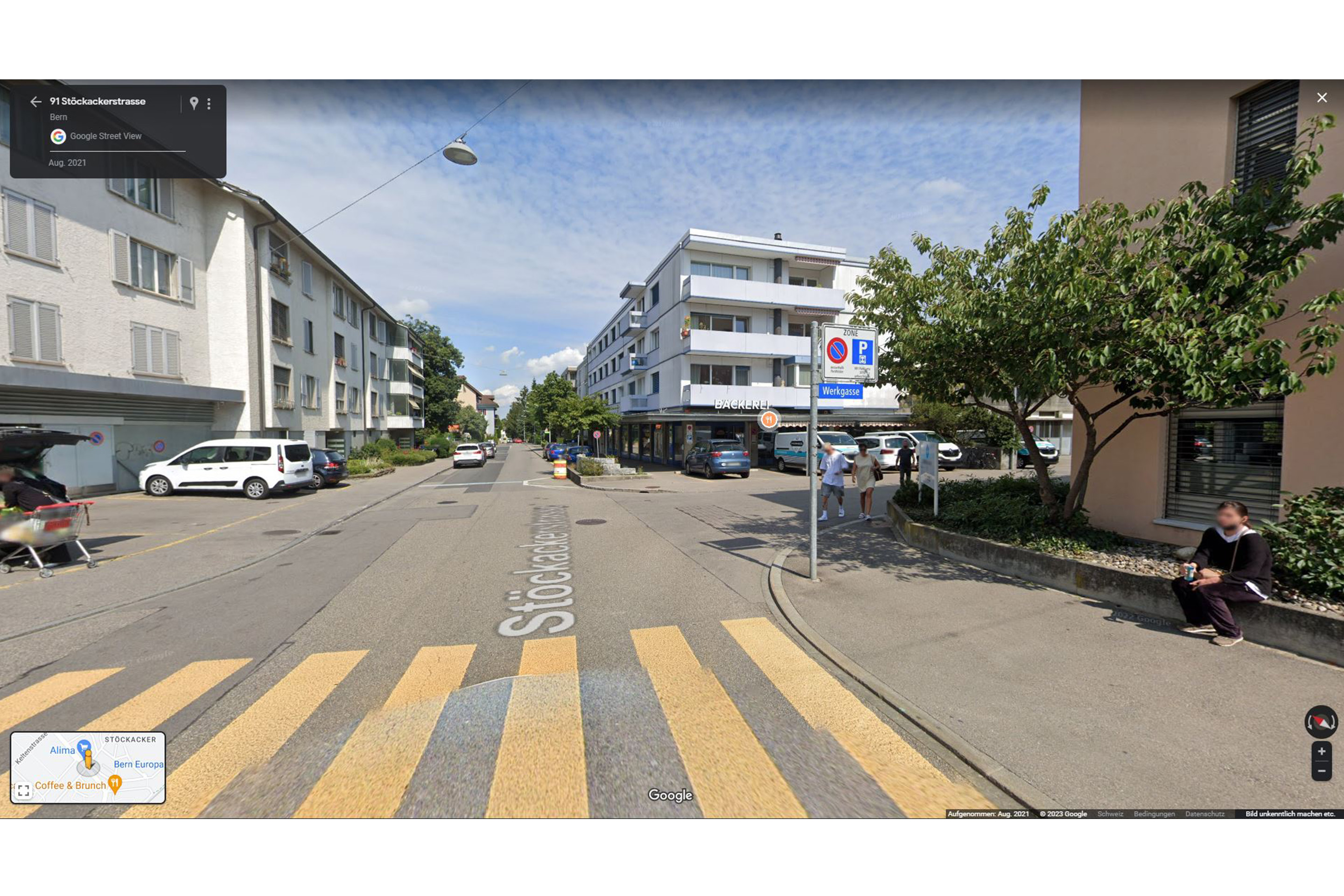 Ansicht einer Strasse im Stöckackerquartier mit überdimensioniertem Strassenraum