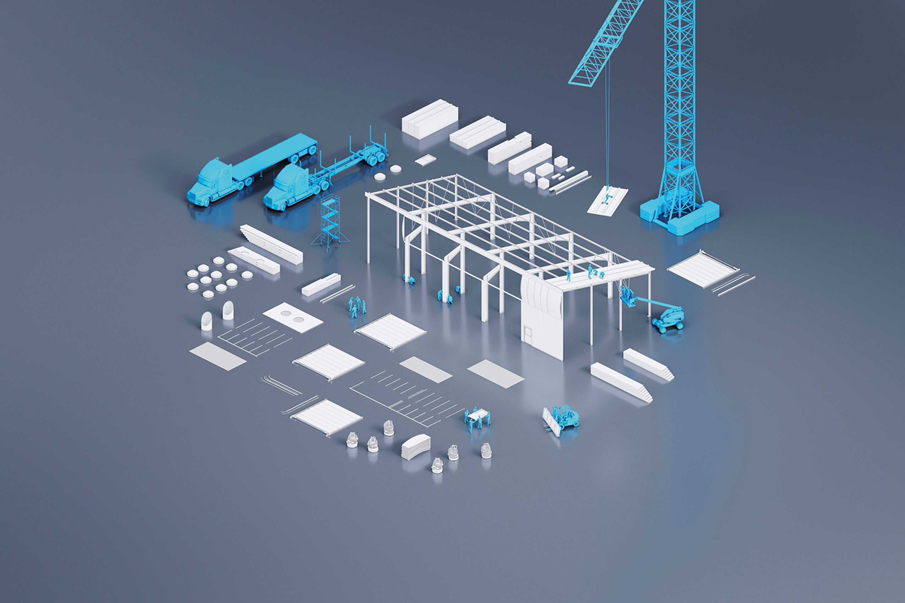 Feuerwehr Kaserne Depot Peccia Stahl re use Aufbau visualisierung Auslegeordnung