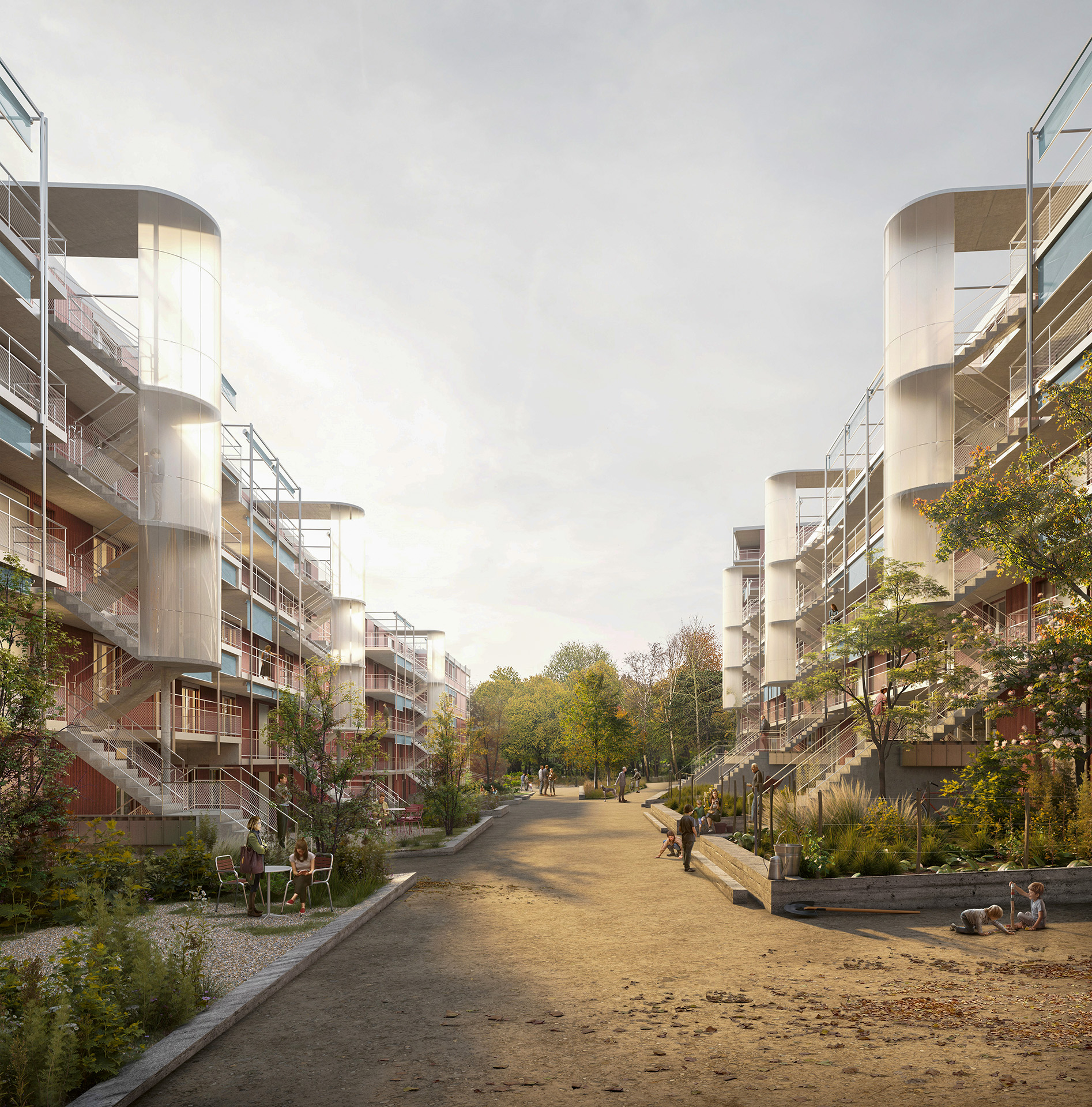 Siedlung Sonnenhalde Zürich Treppentürme