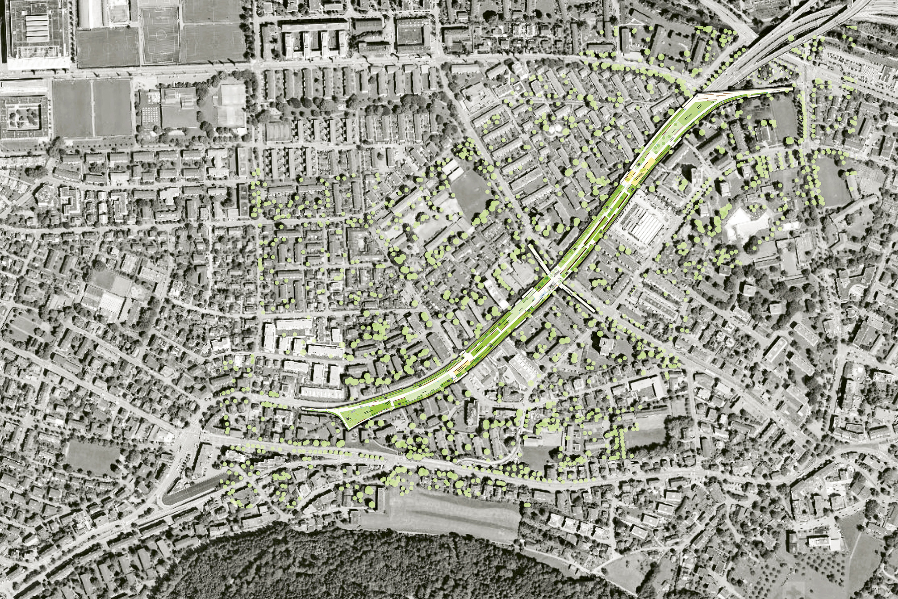 Luftbild Einhausung Zuerich Schwamendingen