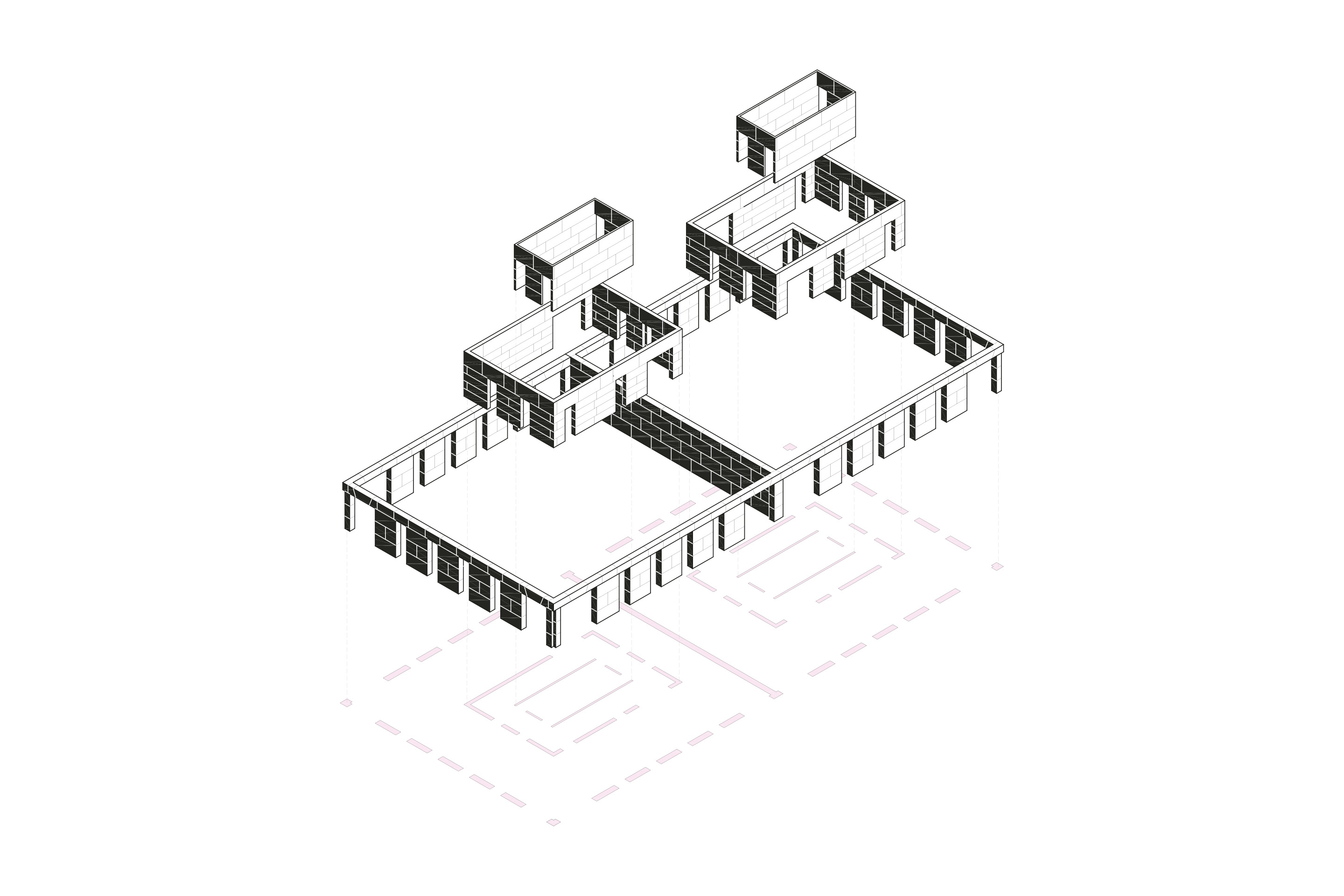 Les sciers Plan les Ouates Tragwerk Naturstein Axonometrie
