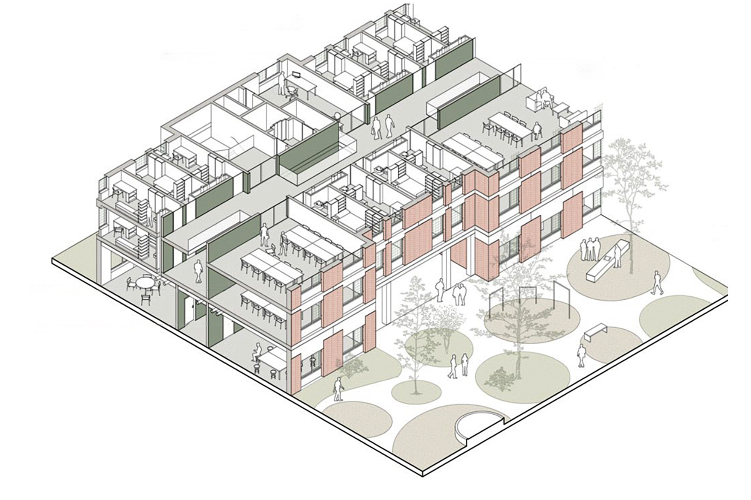 JVA Pöschwies Regensdorf Axonometrie Zellentrakt
