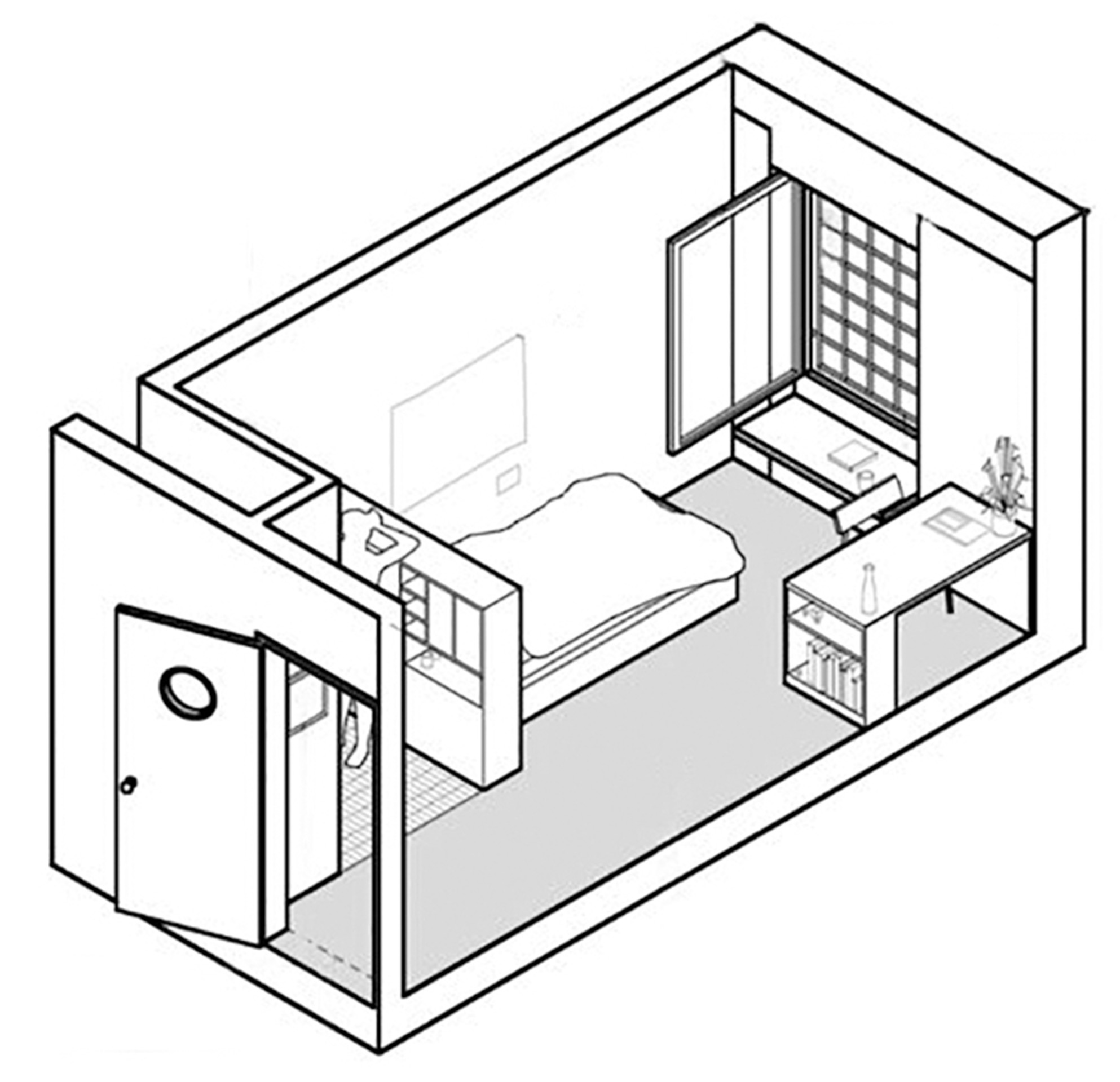 JVA Pöschwies Regensdorf Zelle Axonometrie