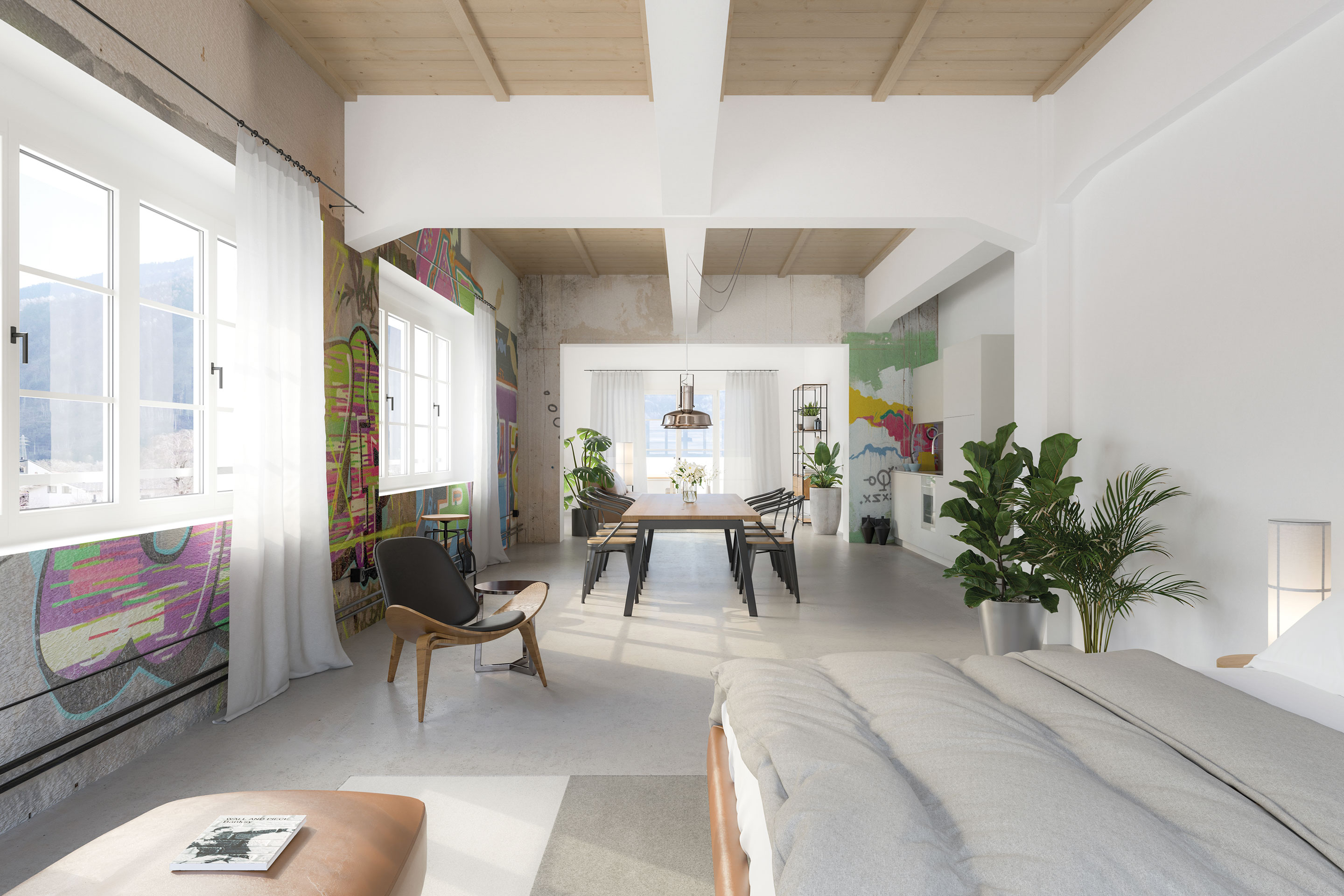 Visualisierung: Im Innern verbindet sich Neu und Alt auf für Schweizer Verhältnisse ungewohnt nonchalante Art und Weise.