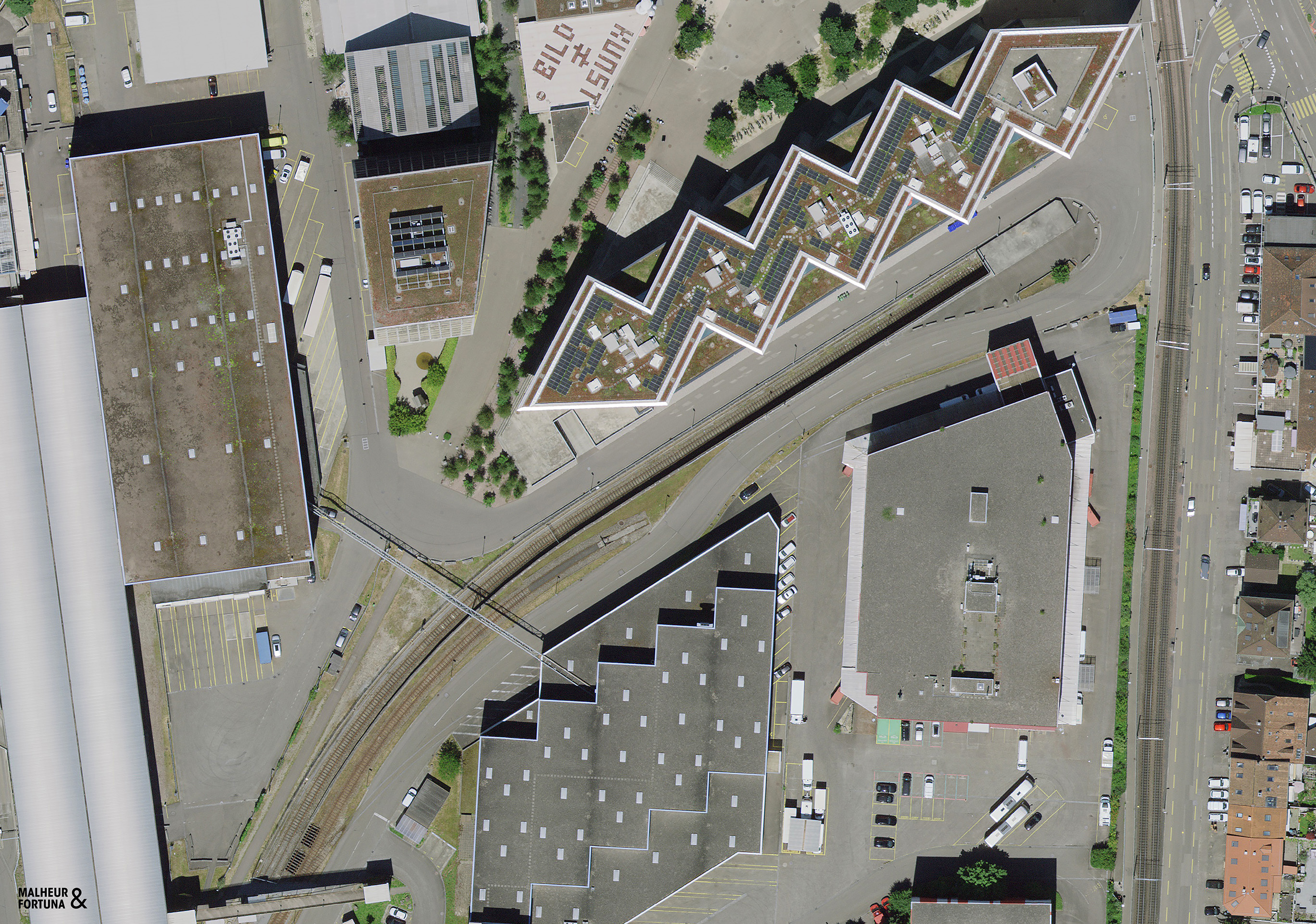 Luftbild Gleisfeld Dreispitz