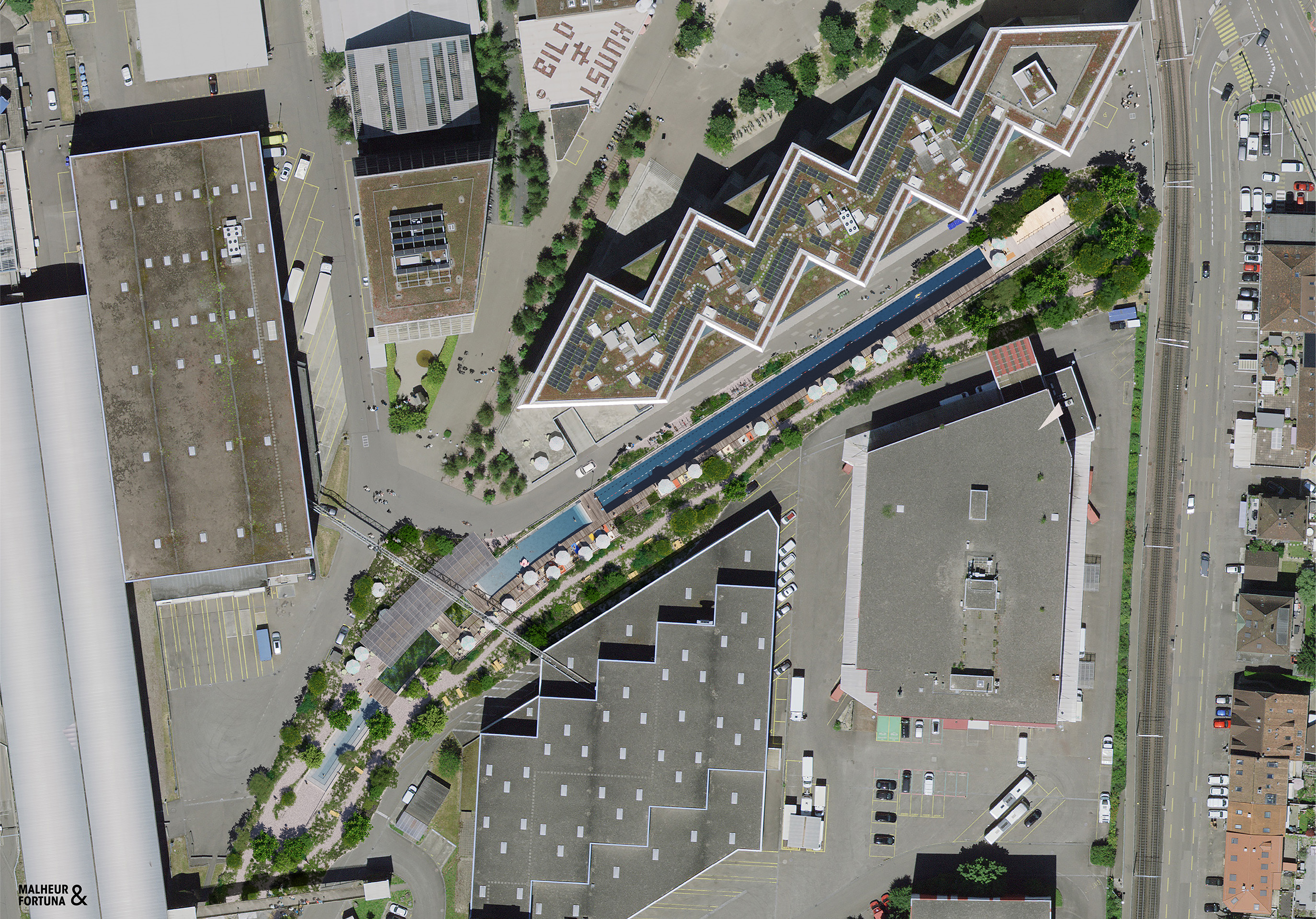 Luftbild Dreispitz Gleispool