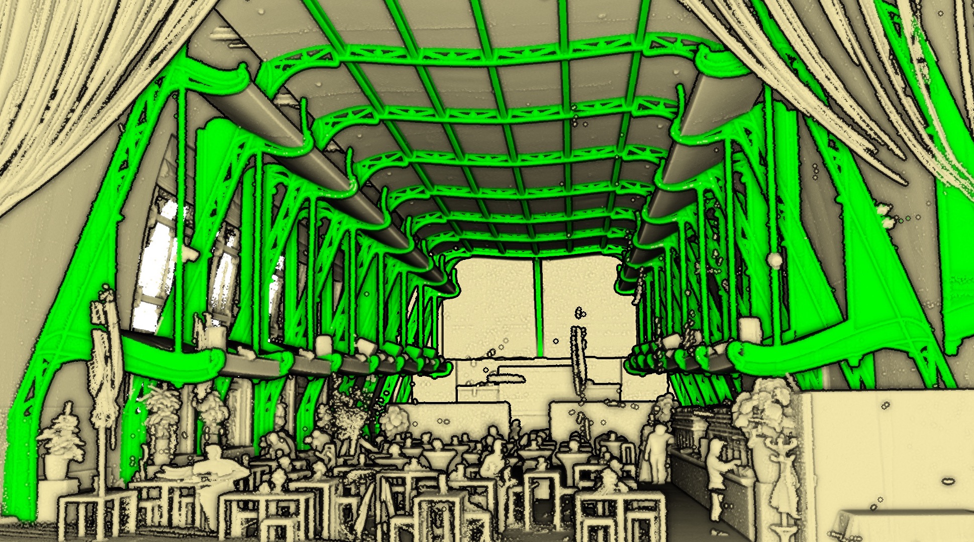 Scanning of the Art Nouveau Horta structure with LiDAR. Reality capture technologies and computer vision enable the detection of materials in the current building stock. © Image: Matthew Gordon, Circular Engineering for Architecture (CEA).