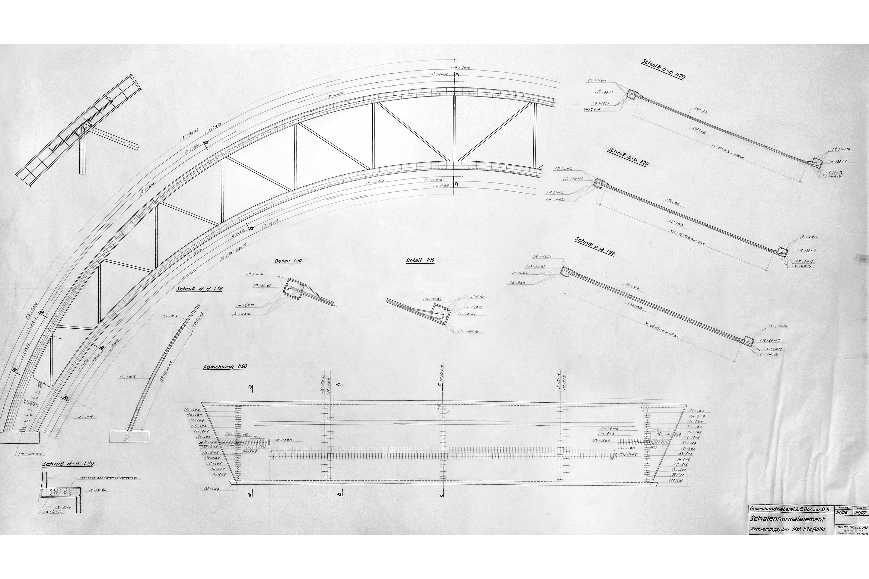 Goldzackhalle Gossau von Heinz Hossdorf: Schnitt