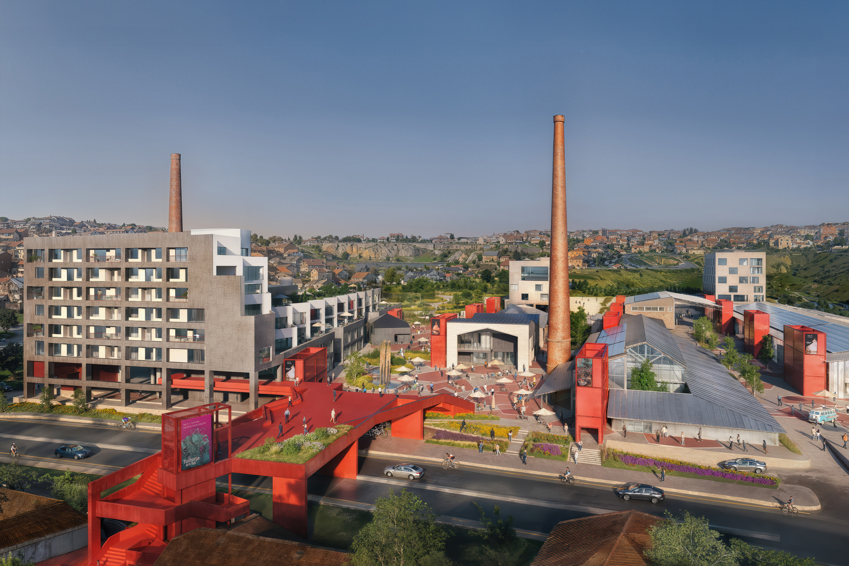 Le projet est situé au cœur d'une structure urbaine dense et utilise un site industriel pour créer un nouveau lien avec la ville et ses communautés.