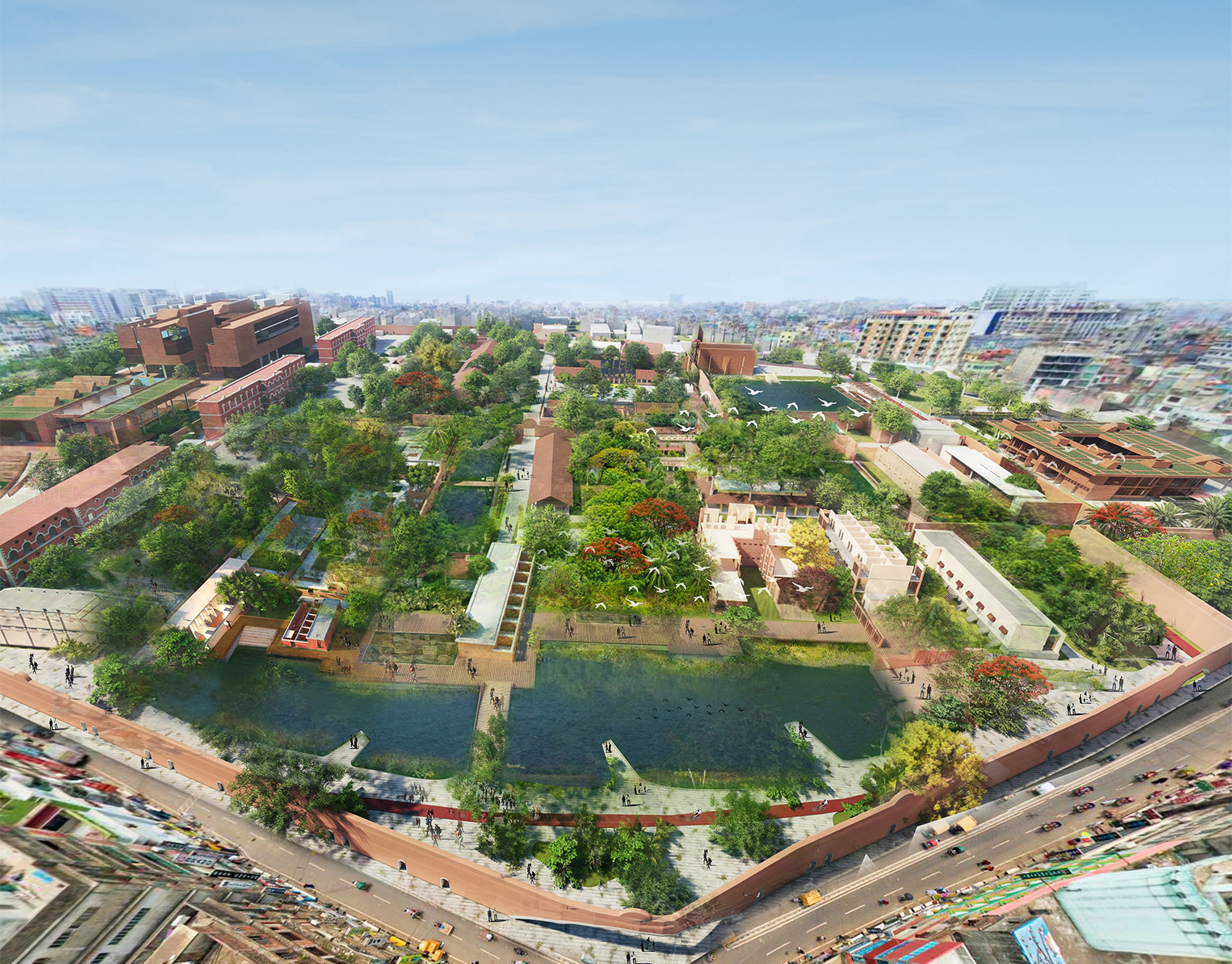 Le plan directeur présente le concept de réaménagement visant à transformer un complexe historique en un espace urbain vivant.