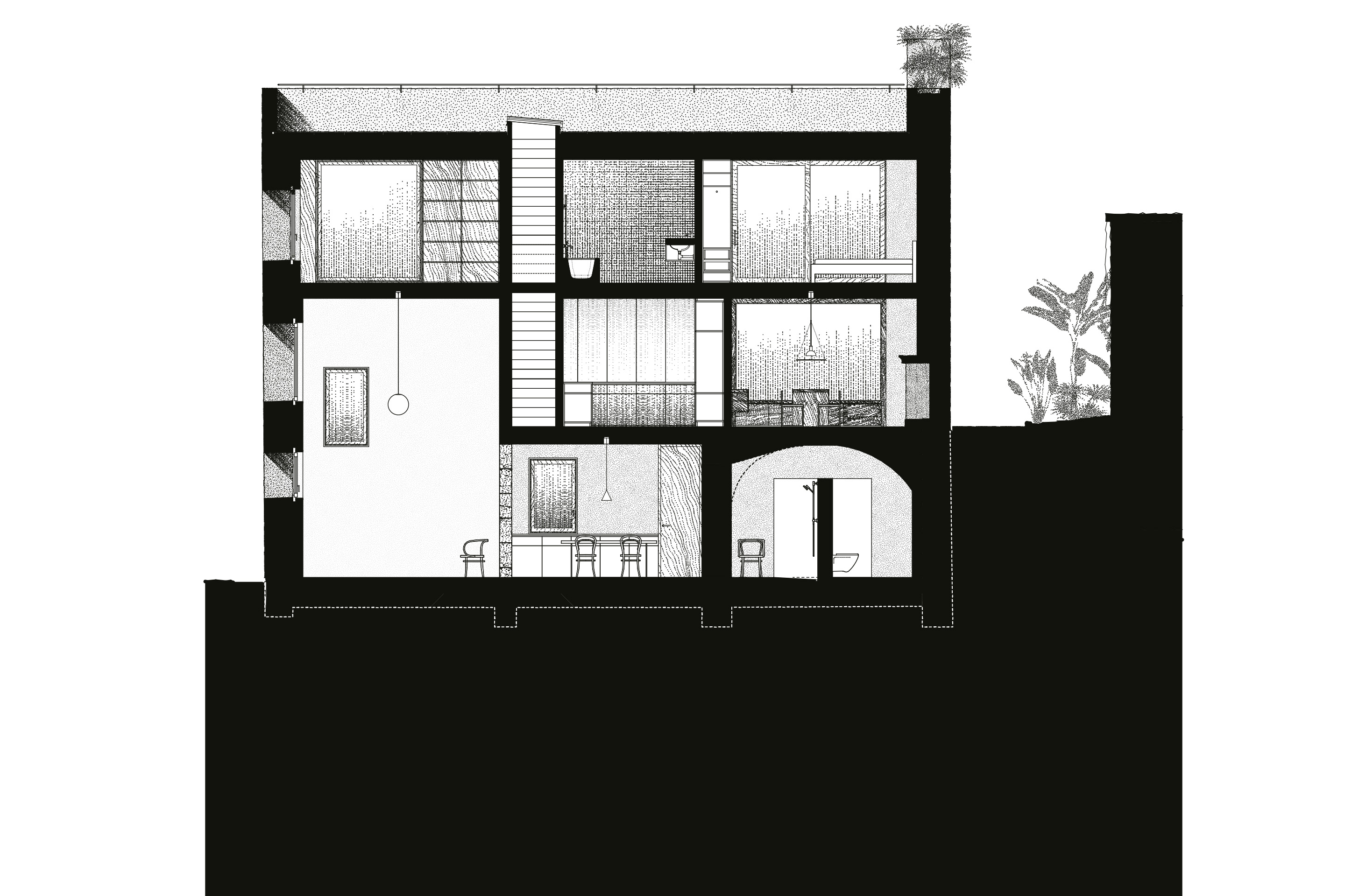 casa-cortile-sezione-longitudinale