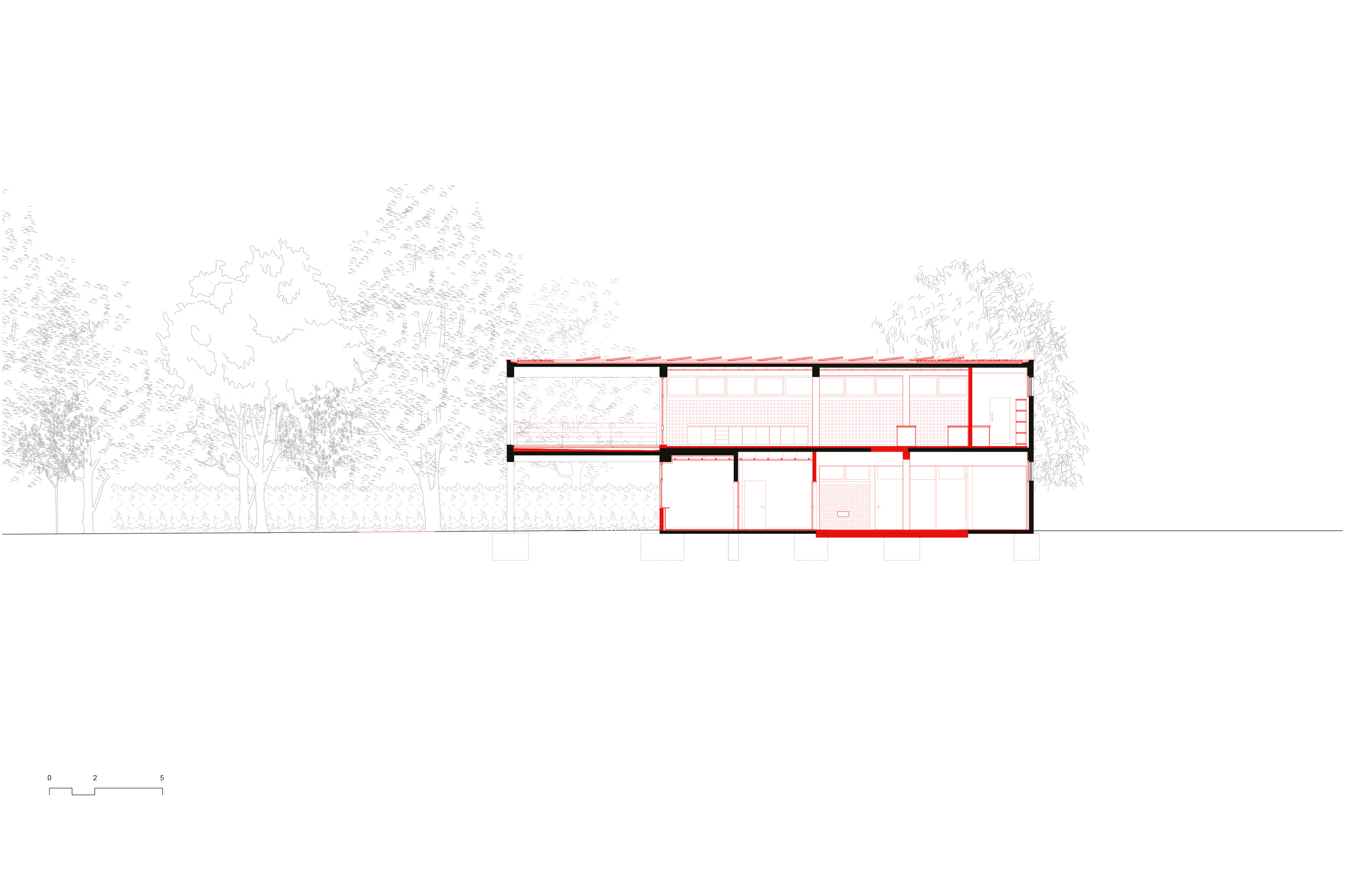 Fassade Basel Gartenbad Bachgraben Plan Querschnitt