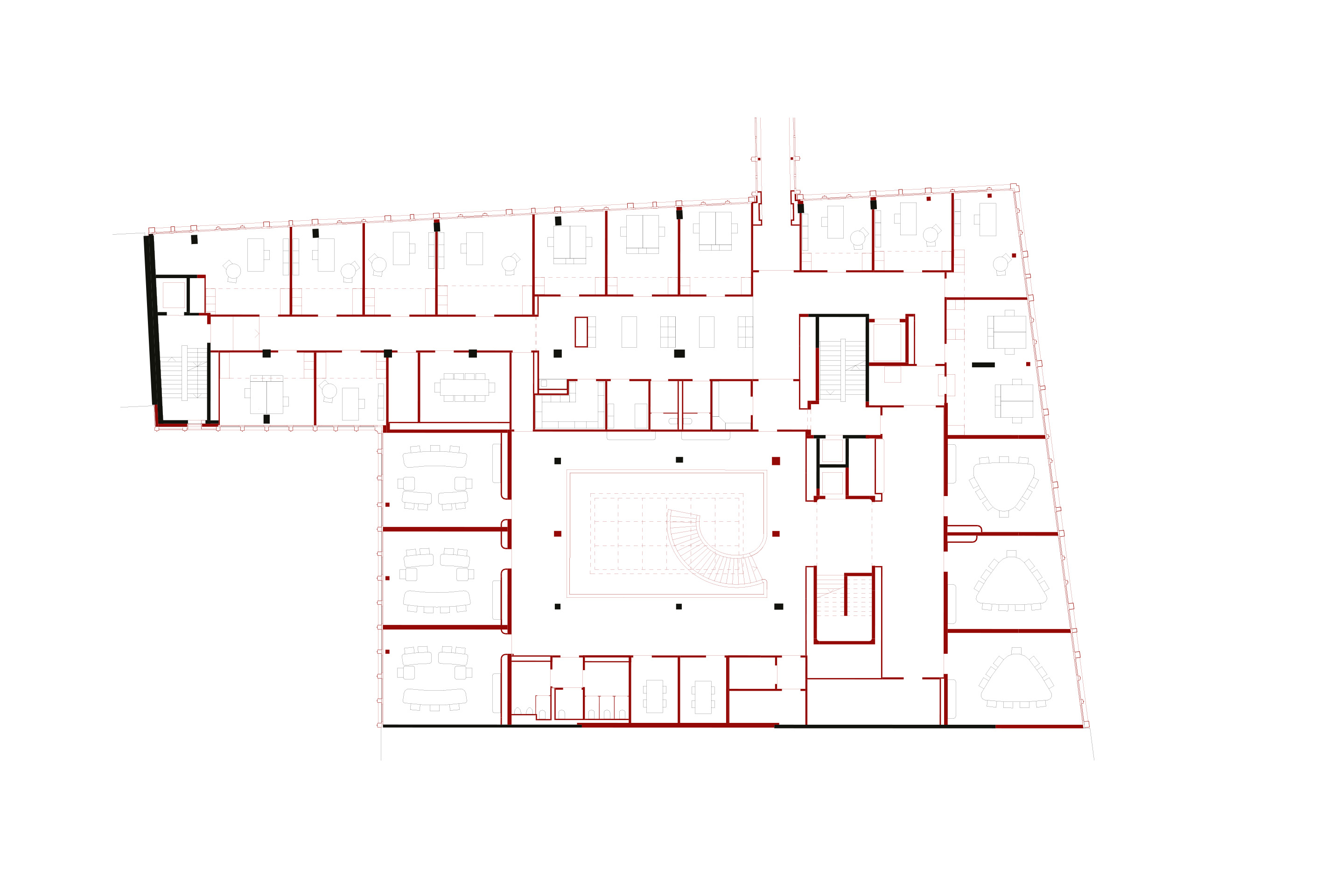 Roter Faserzement Fassade Zürich Bezirksgericht Wengistrasse Plan Grundriss EG