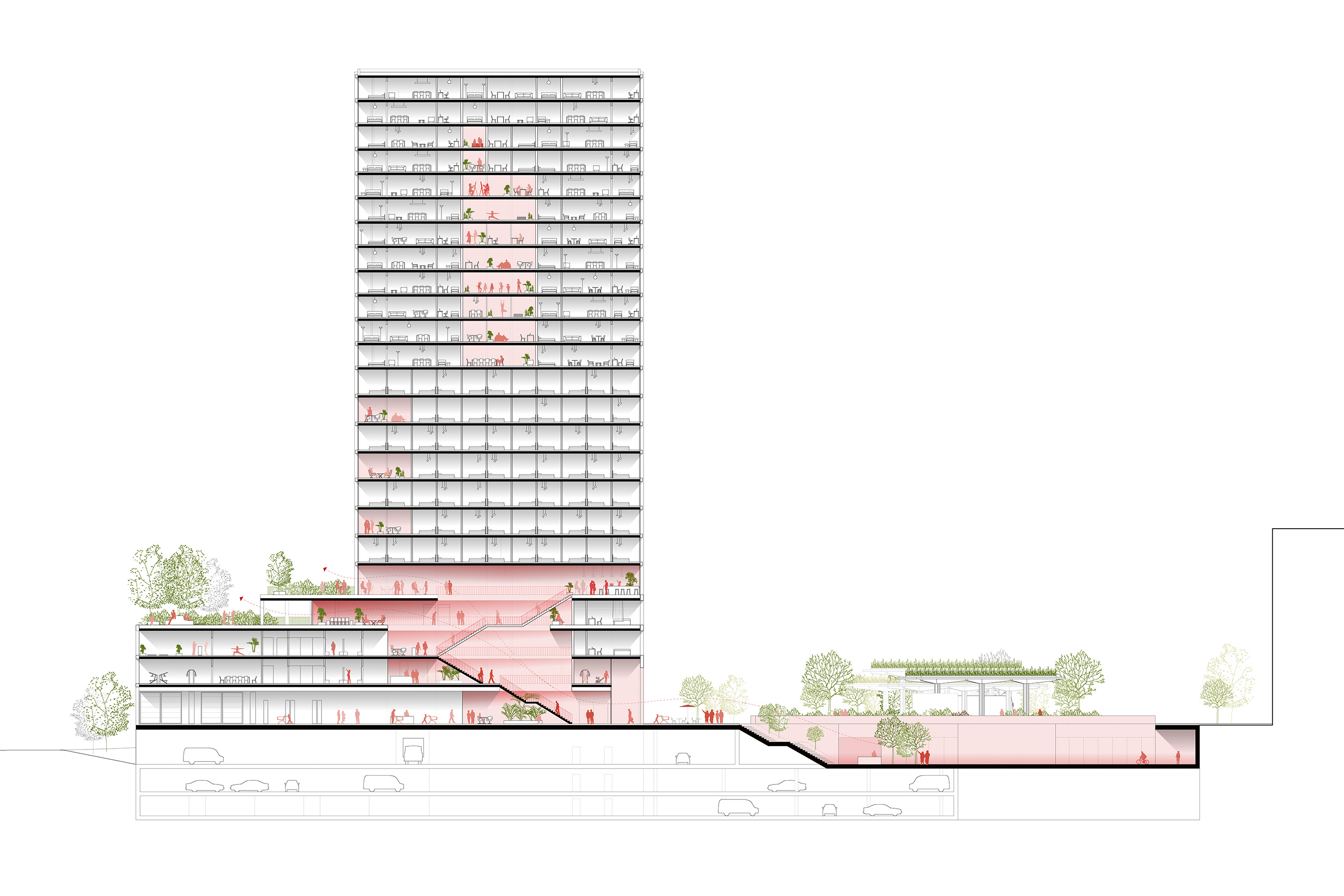 Bredella Areal Pratteln Hochhaus C1 Schnitt