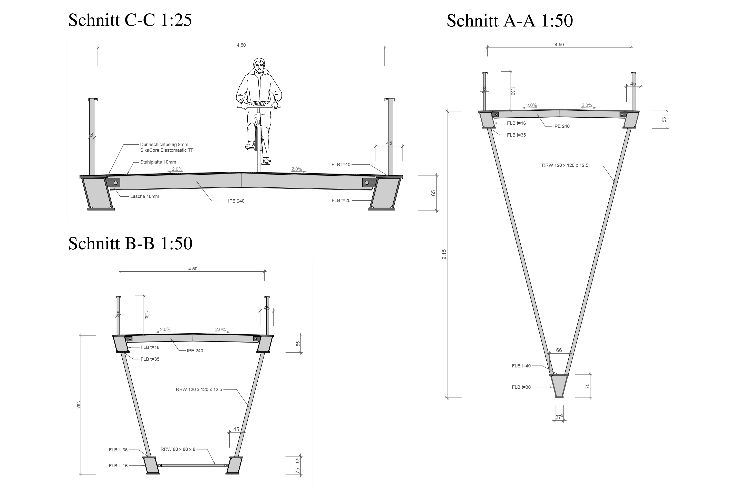 Footbridge Chur 2025 Tamins Querschnitte