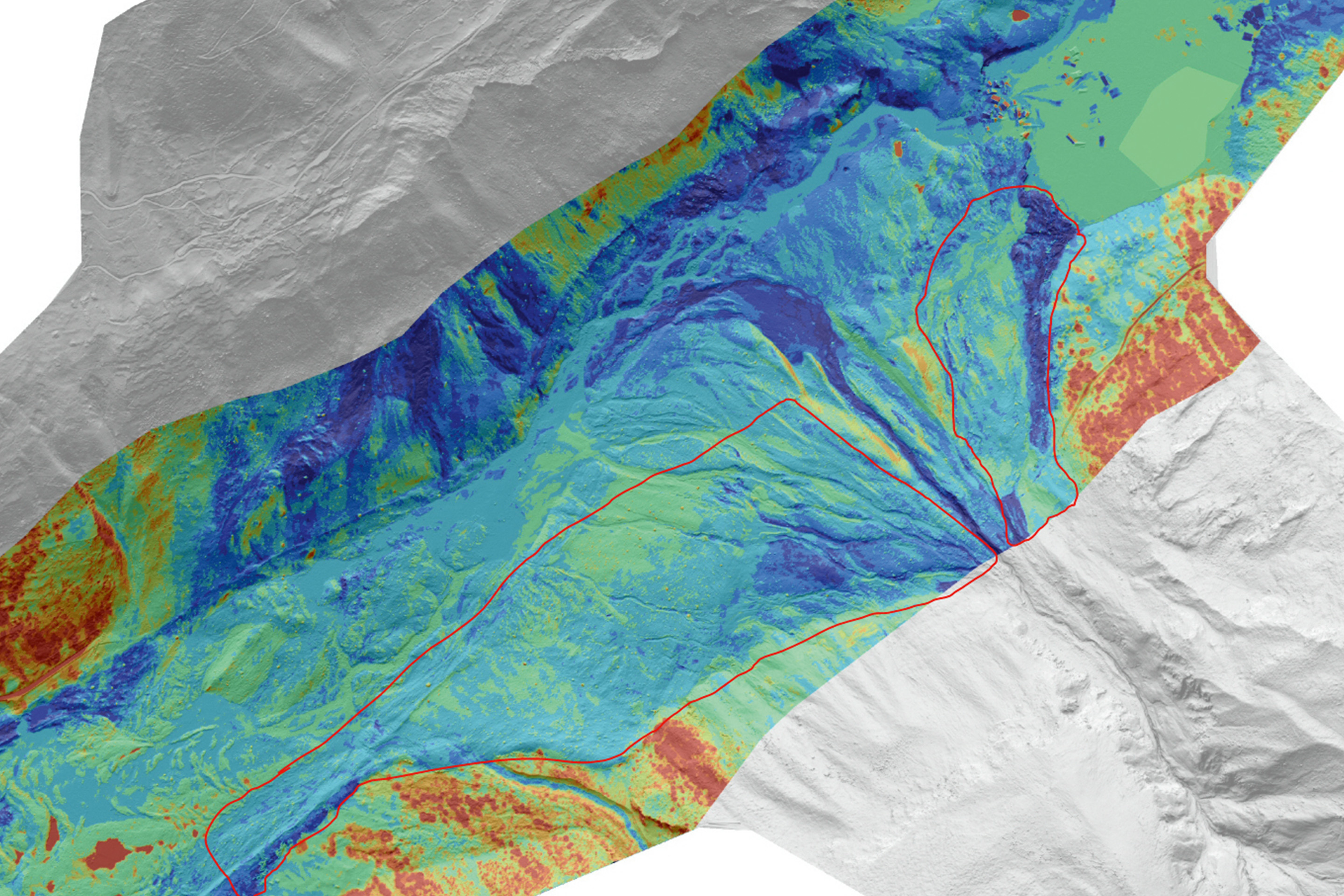 Blatten Bergsturz Ablagerungsgebiet thermische Aufzeichnung
