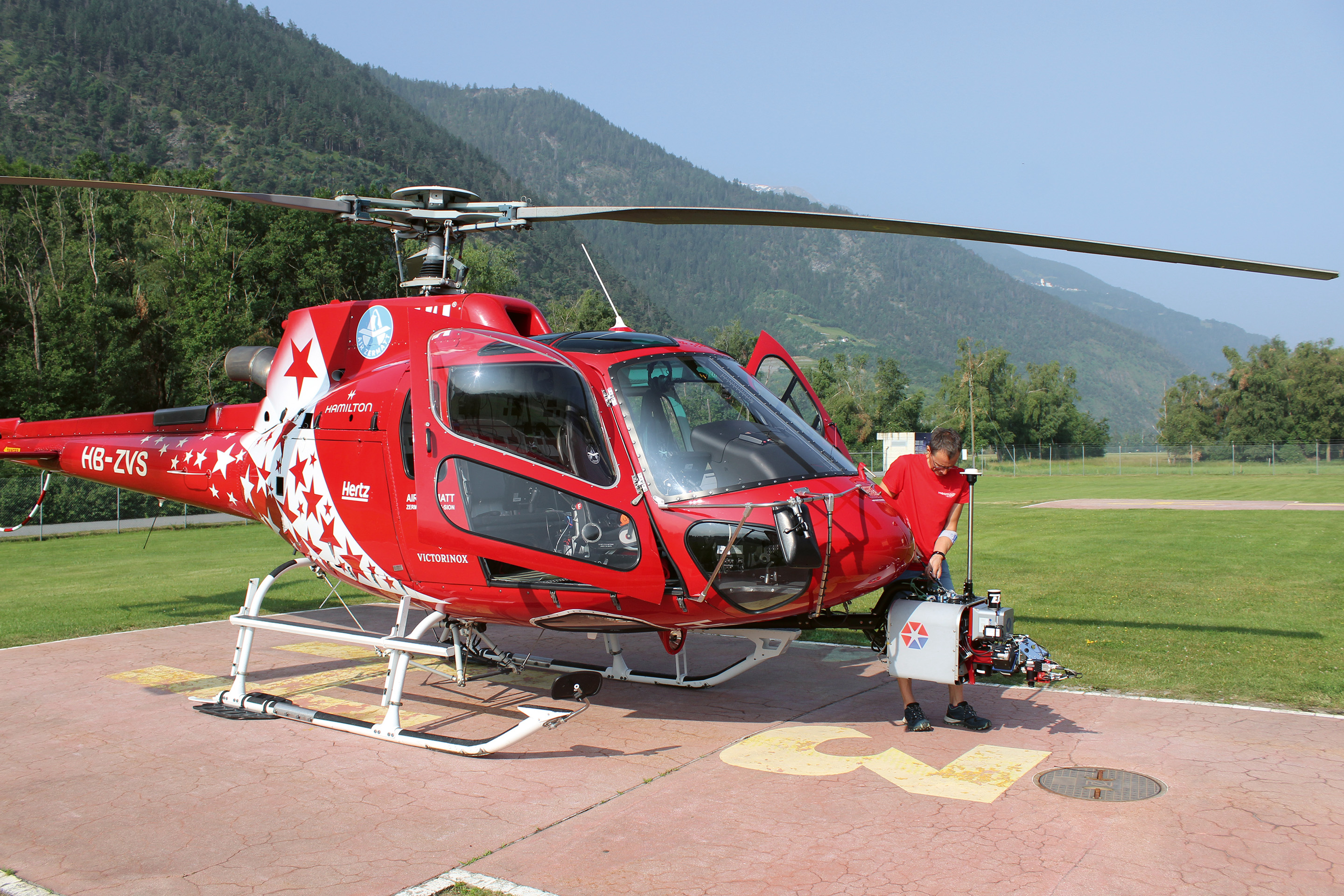 Helicopter Air Zermatt Blatten Lidar GPS Installation Vermessung Raron Hubschrauber Foto