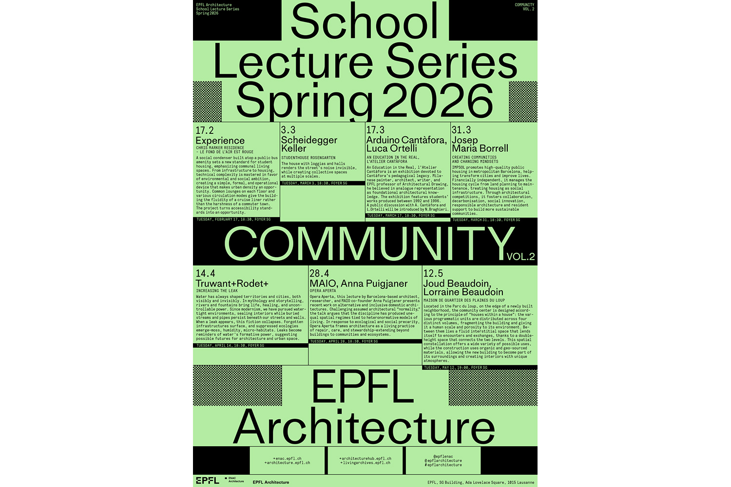 School Lecture Series COMMUNITY VOL.2, Lausanne, Spring 2026