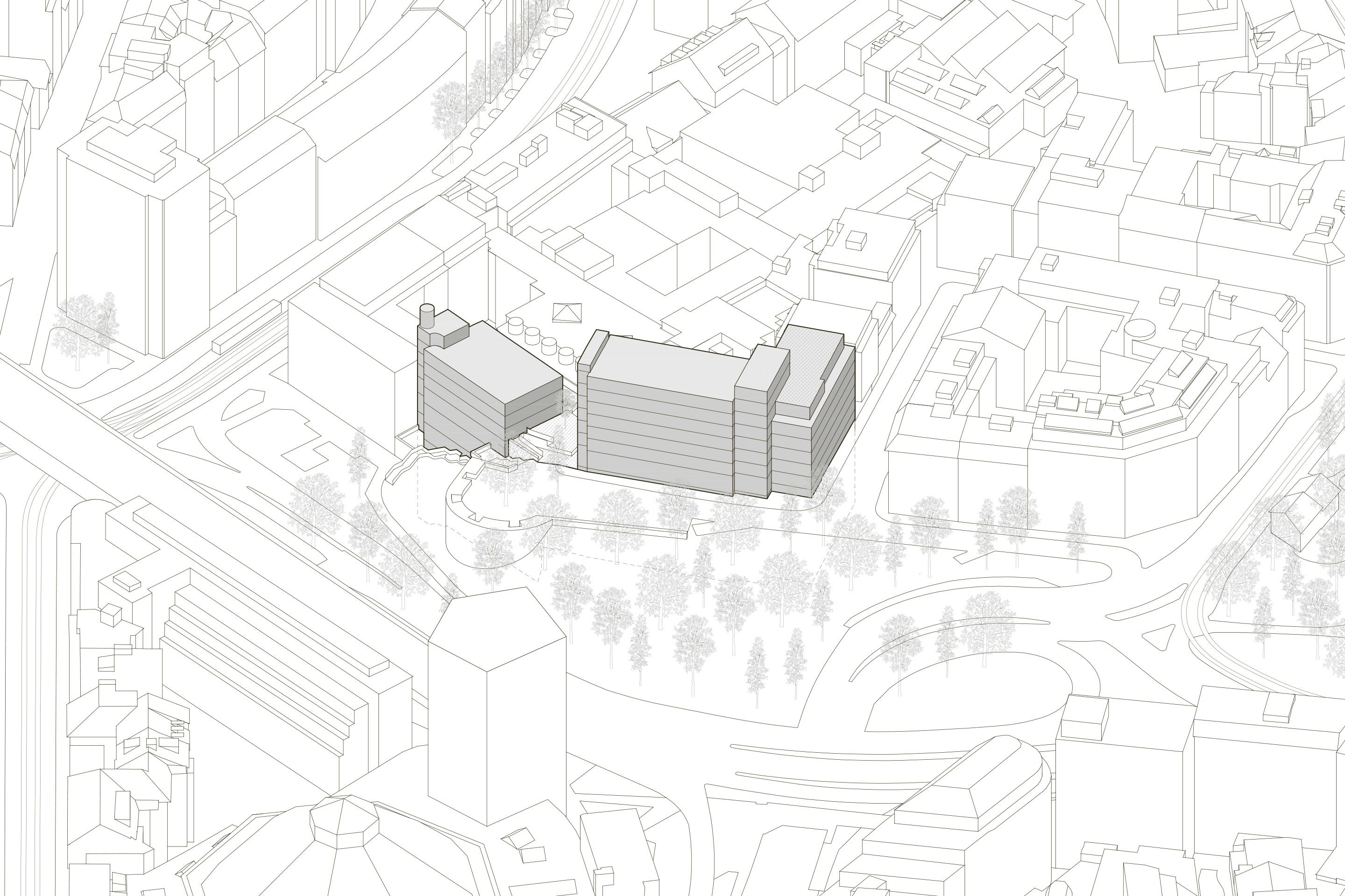 Bollwerk Basel Diener Diener Axonometrie