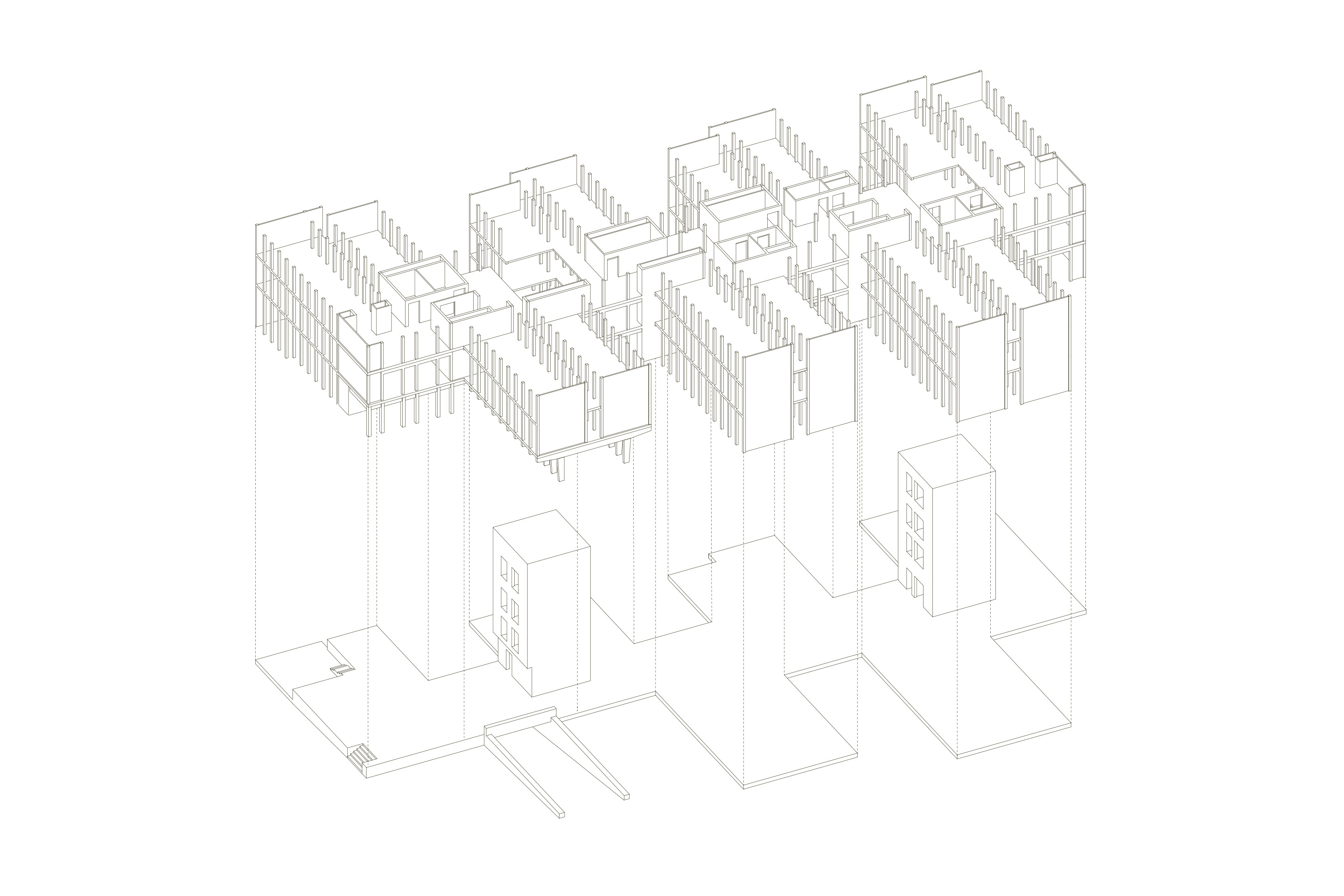 as konstruktive Konzept aus dem Wettbewerb mit Stützen und aussteifenden Scheiben hat sich bewährt.