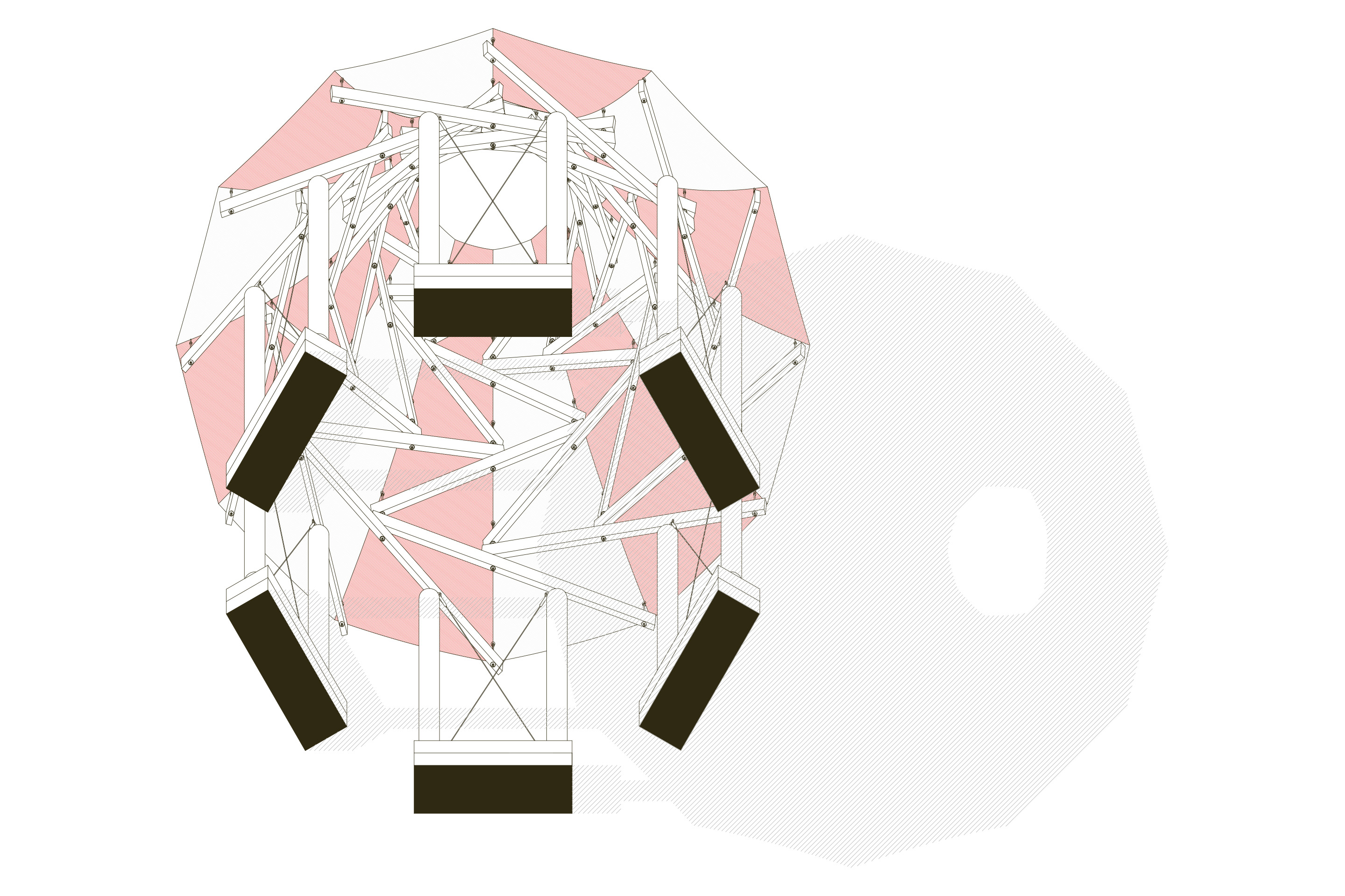 Illustration de l’effet d’ombrage généré par les toiles d'une des deux structures construites au CO de Jolimont.