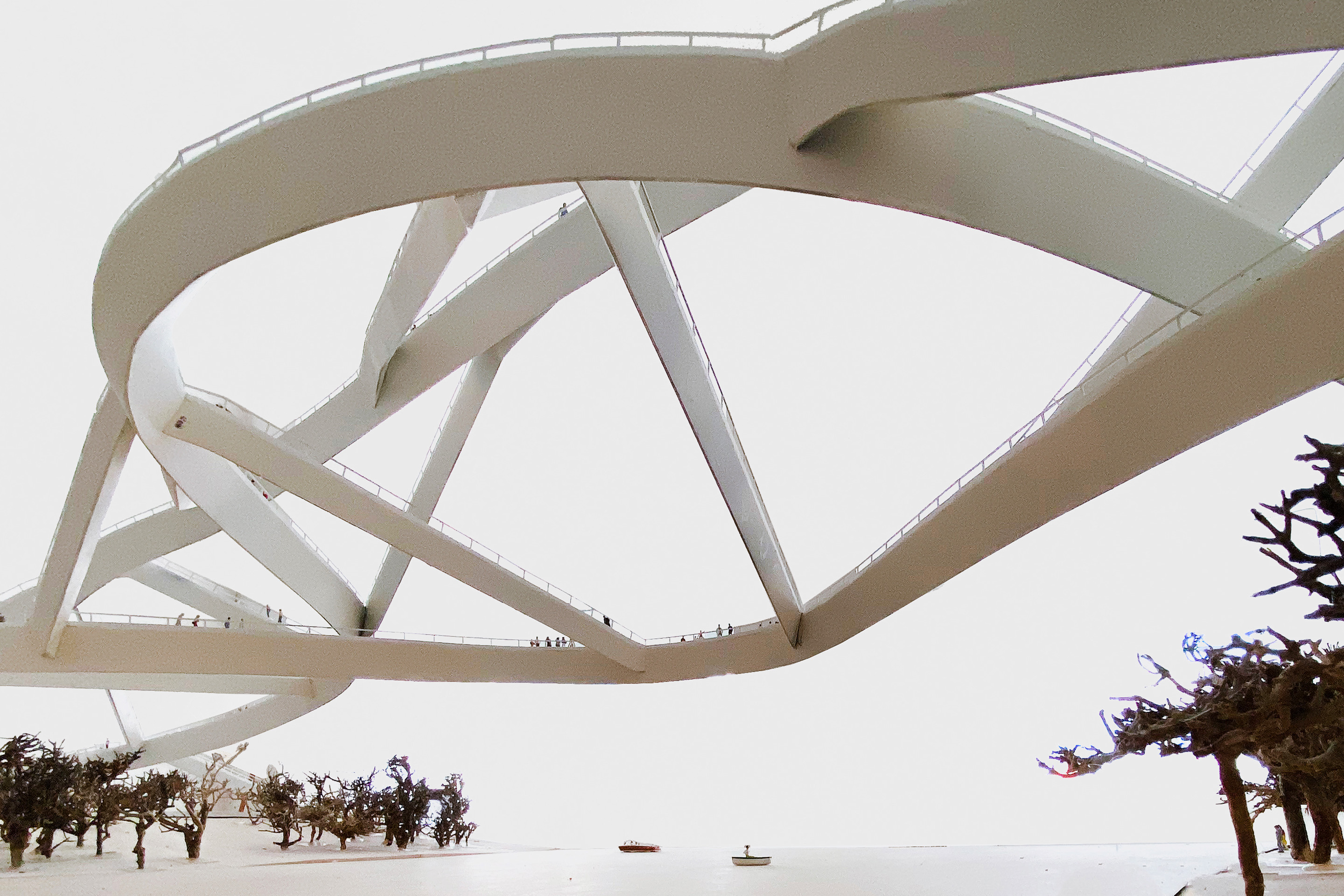 Nanjing Fussgaenger Bruecke Modell Detail Untersicht