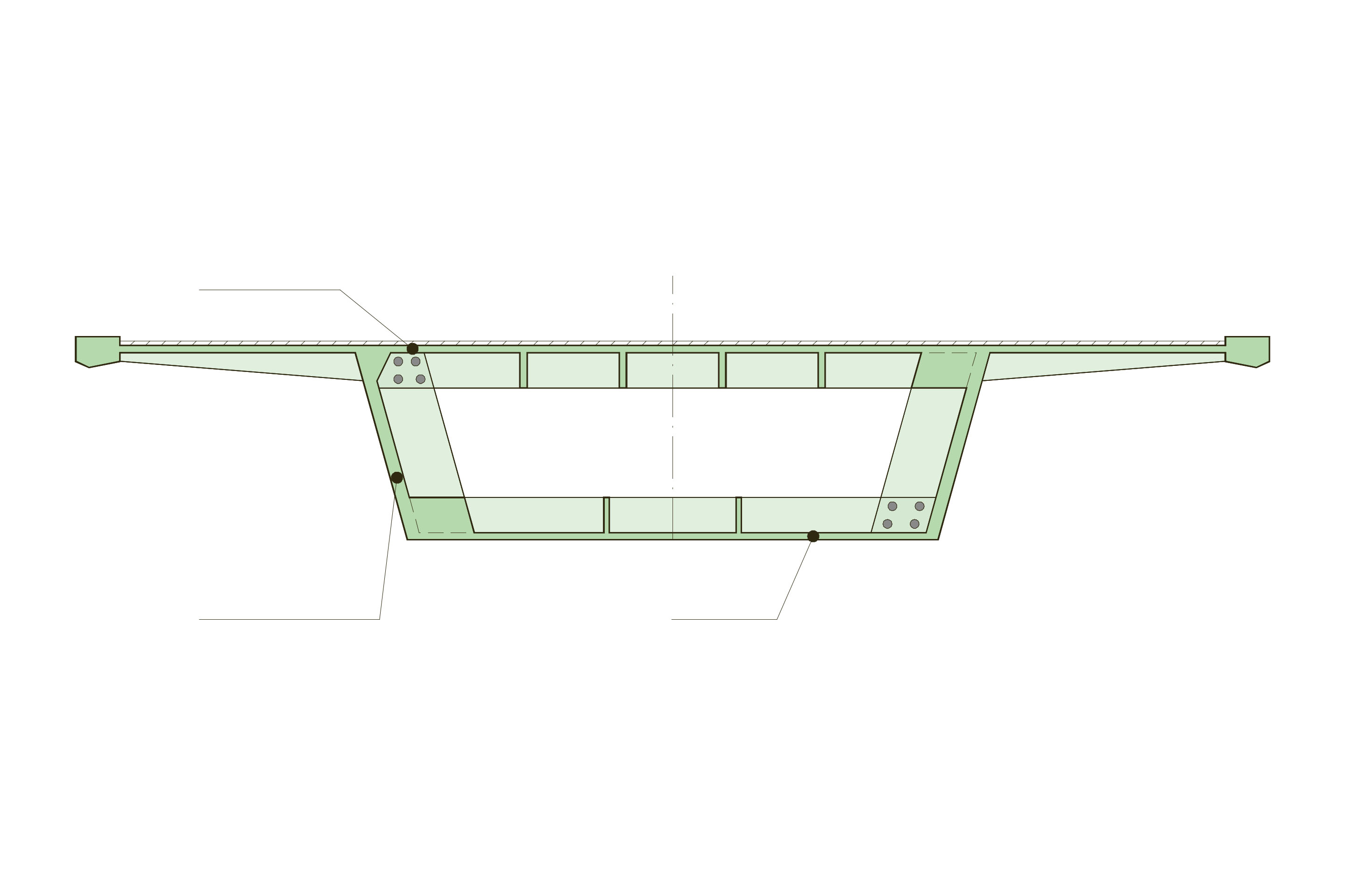 Principe d’un pont en poutre-caisson renforcé en CFUP, construit à partir de segments préfabriqués assemblés par précontrainte externe