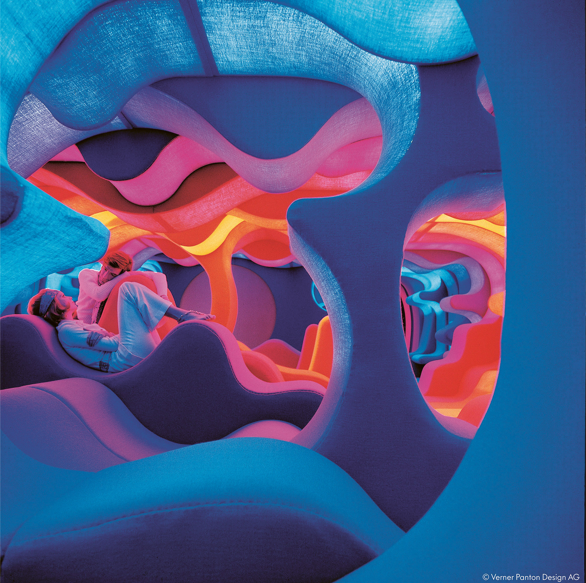 Fantasy Landscape von Verner Panton auf der Ausstellung Visiona II, Möbelmesse Köln, 1970.